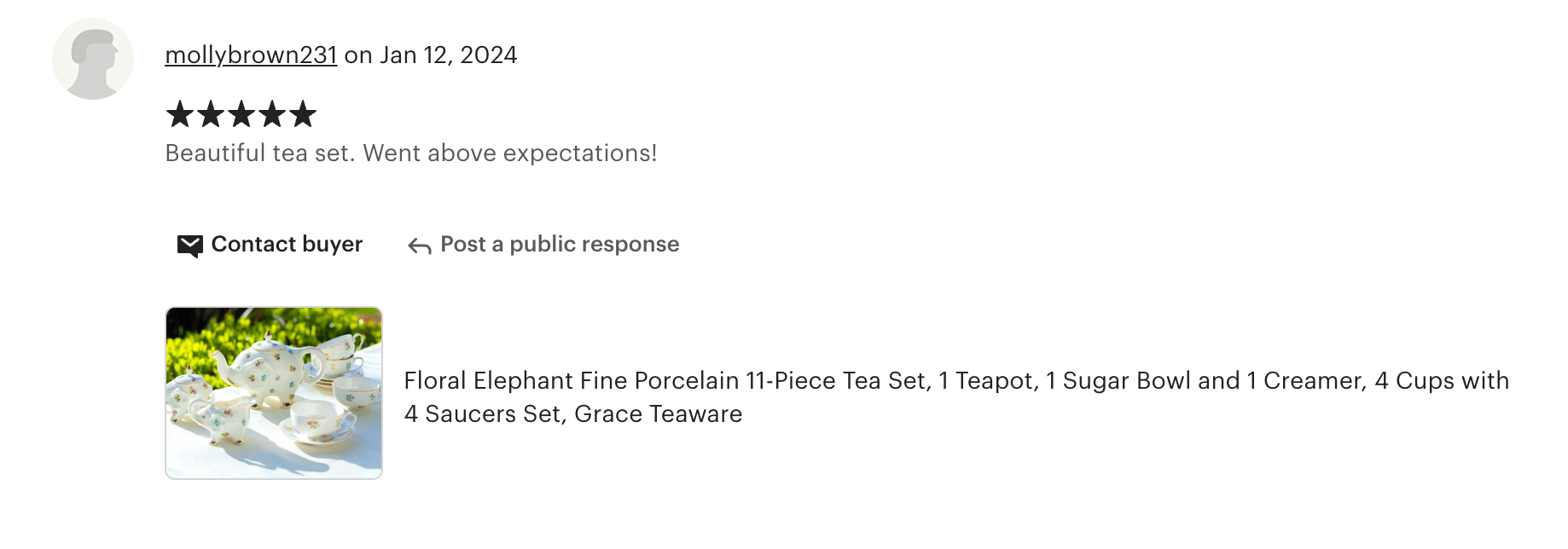 Floral Elephant Fine Porcelain Tea Set