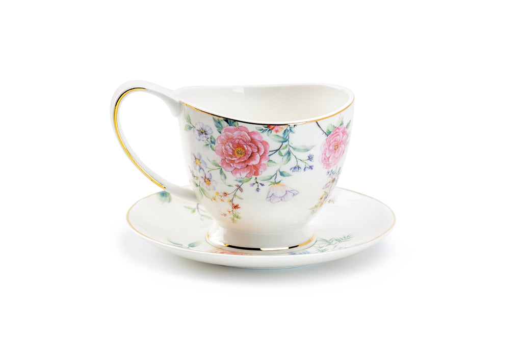 Pink Camellia Fine Porcelain Tea Cup and Saucer