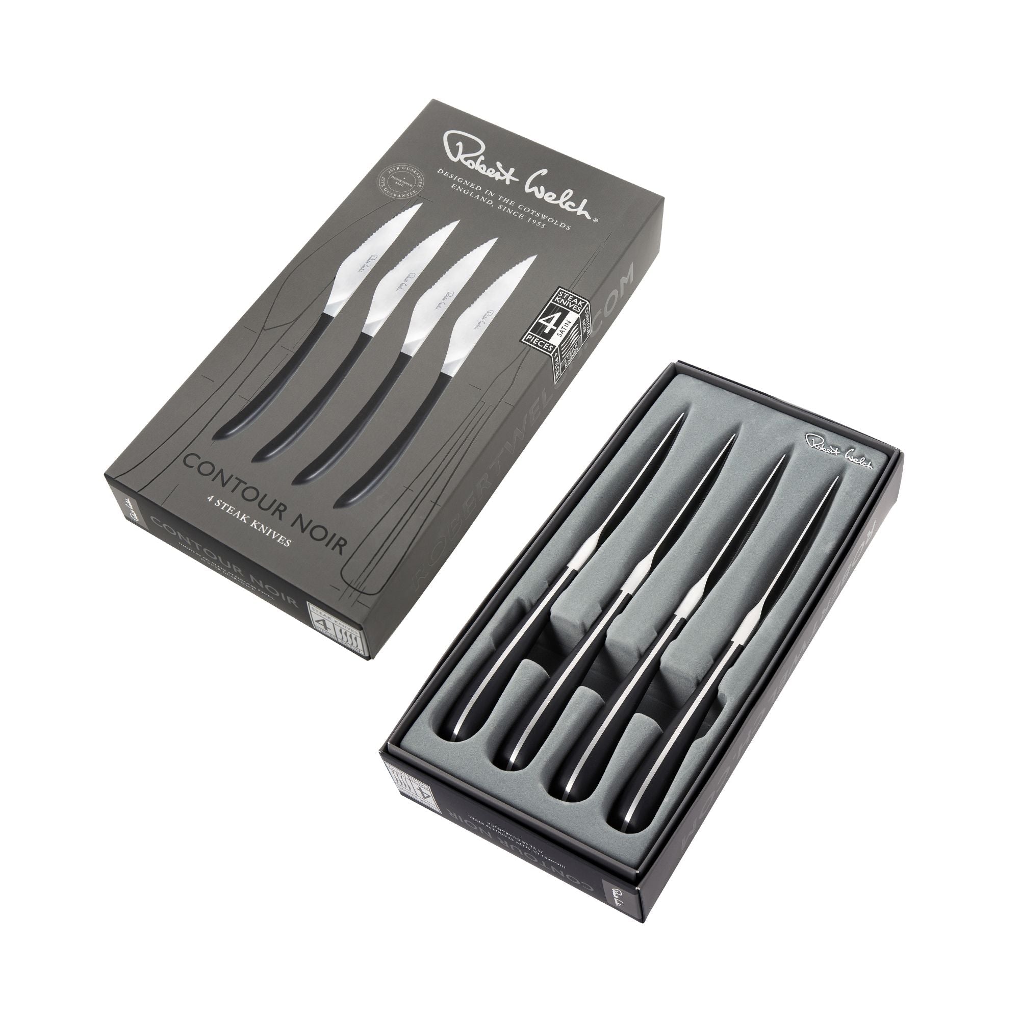 Contour Noir Satin Steak Knife, Set of 4 (Plain Edged)