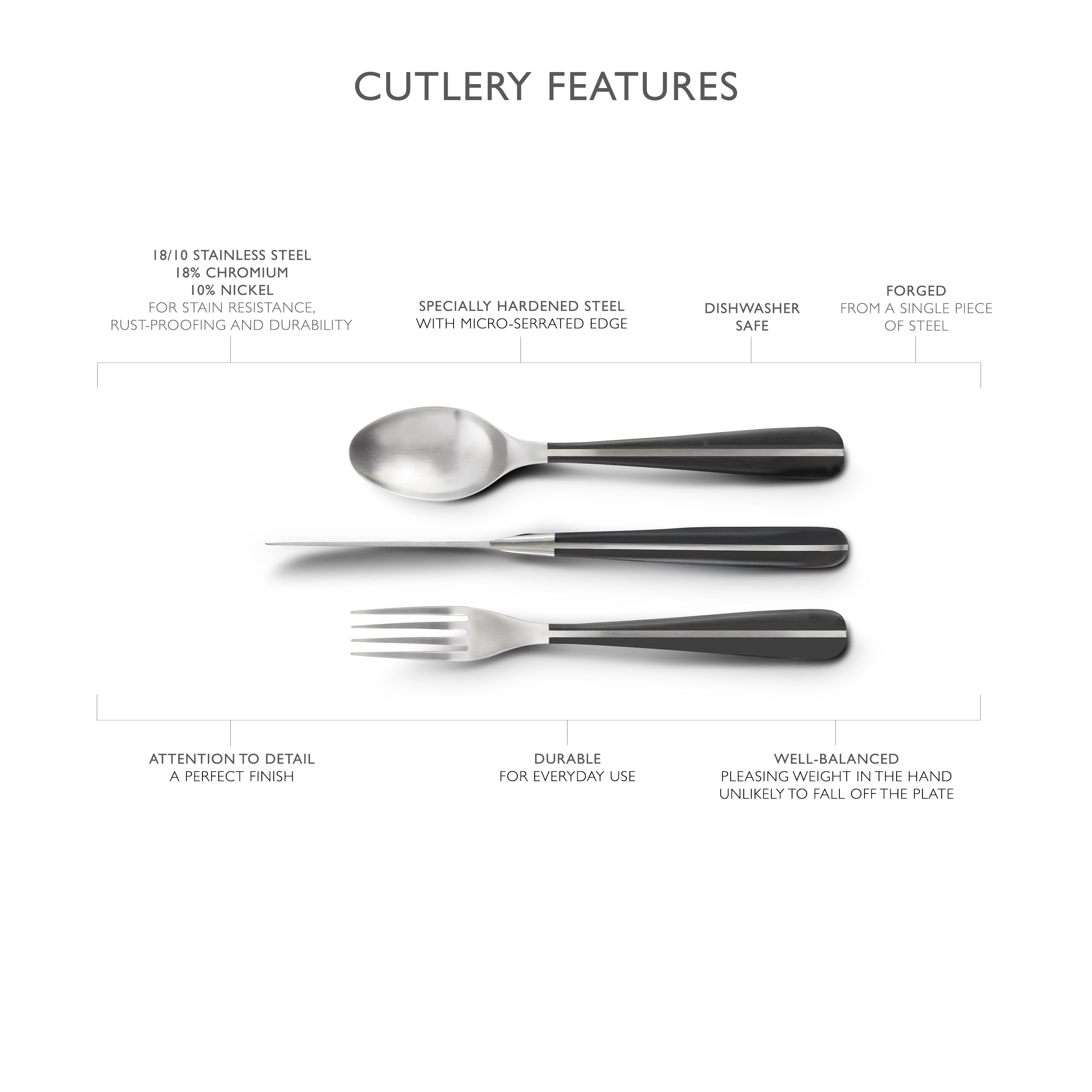 Contour Noir Satin Steak Knife, Set of 4 (Plain Edged)