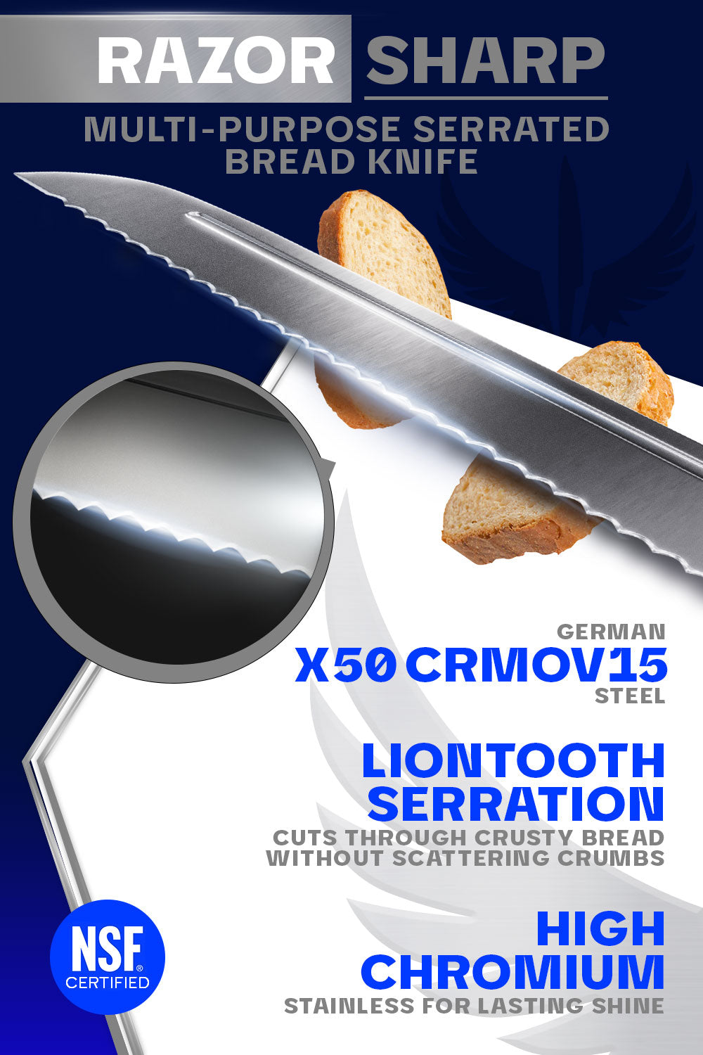 Bread Knife 8" | Crusader Series | NSF Certified | Dalstrong ©