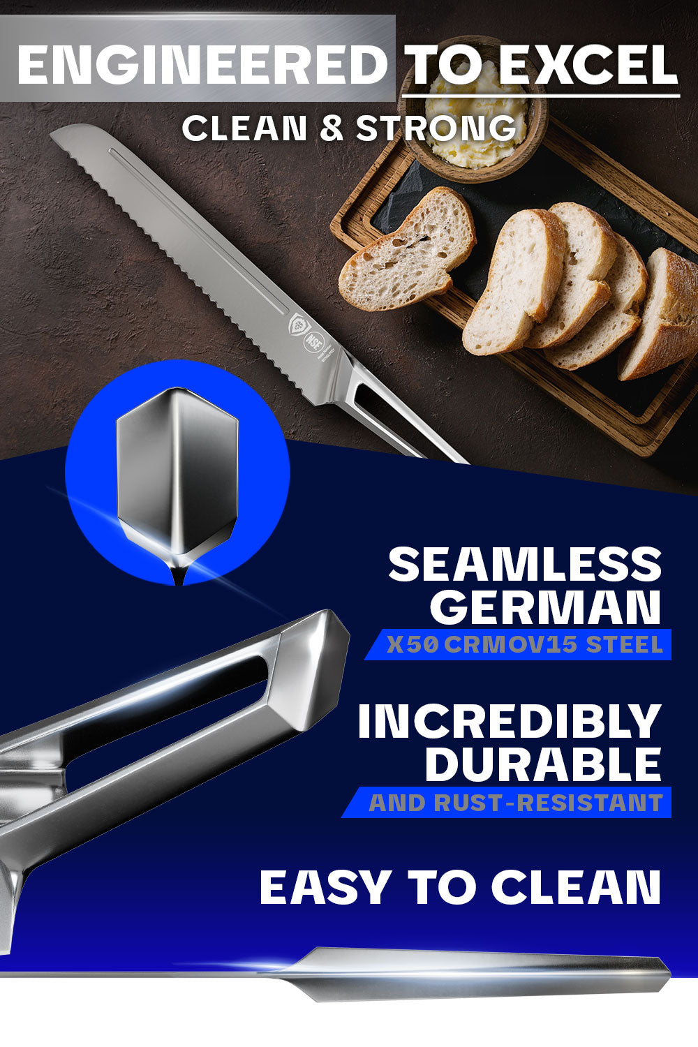 Bread Knife 8" | Crusader Series | NSF Certified | Dalstrong ©