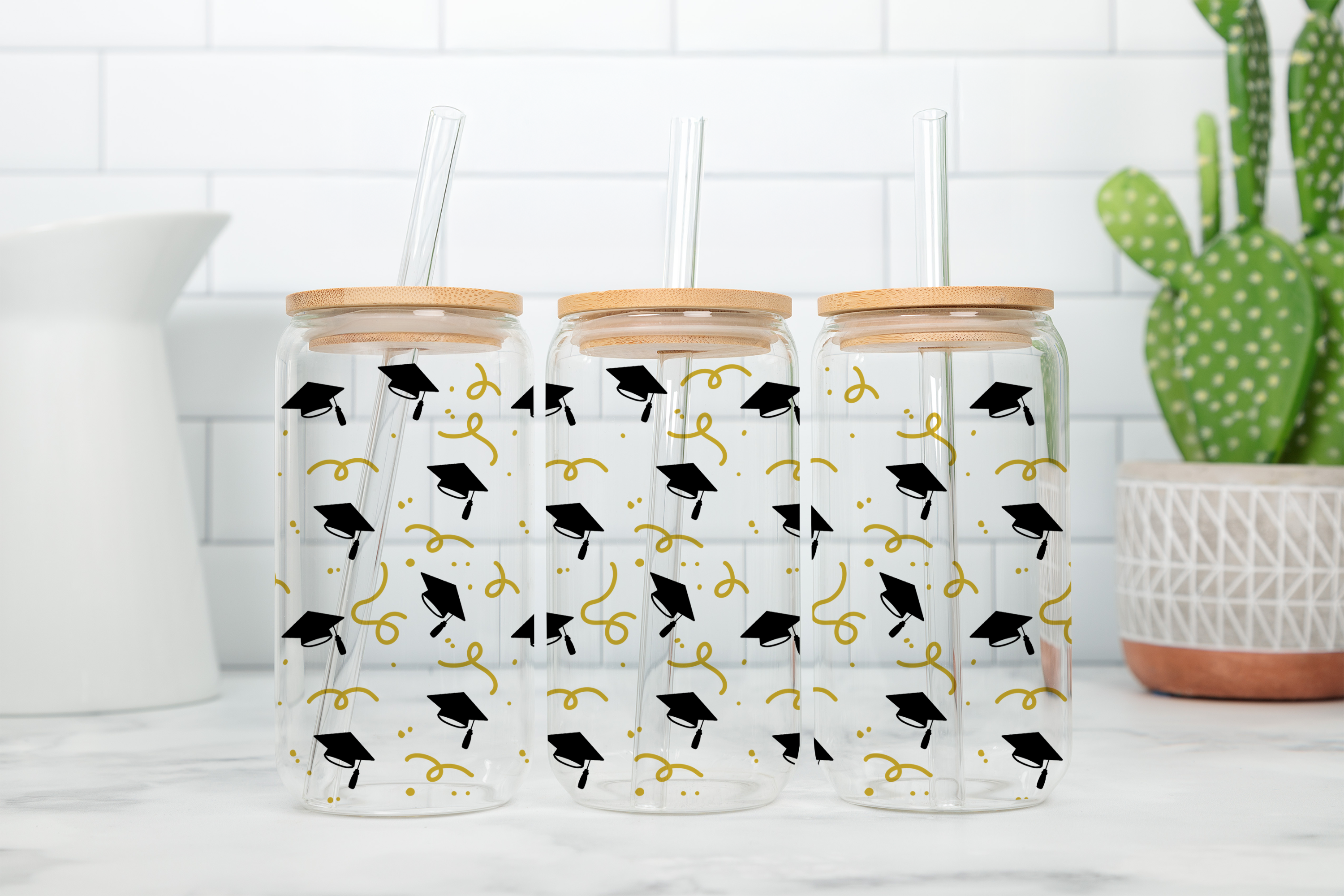Digital Sublimation Designs - Graduation Glass Can Wrap
