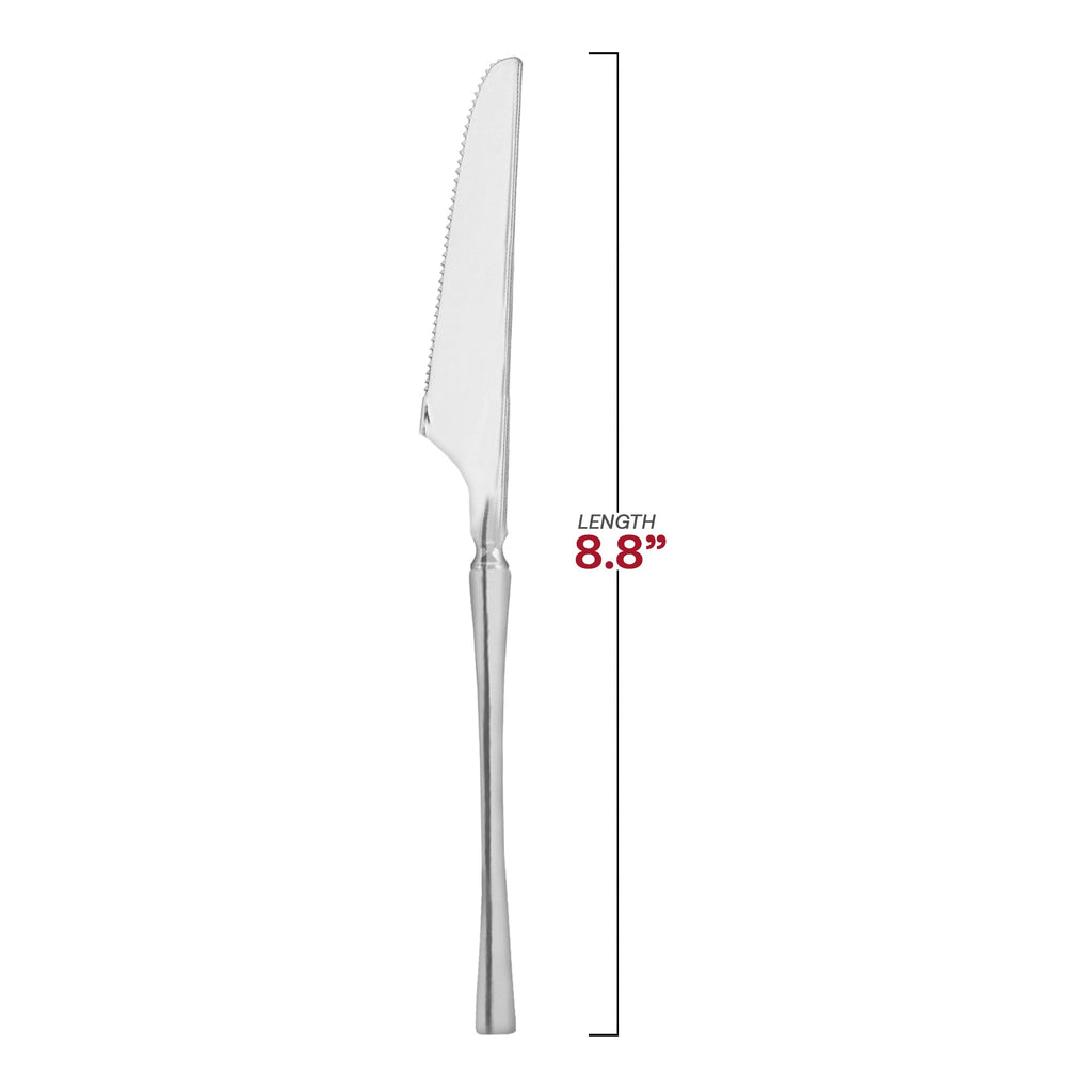 Shiny Silver Moderno Disposable Plastic Dinner Knives