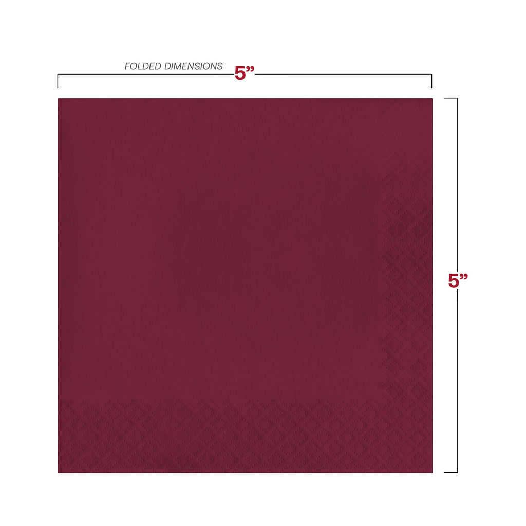Burgundy Red Paper Beverage/Cocktail Napkins