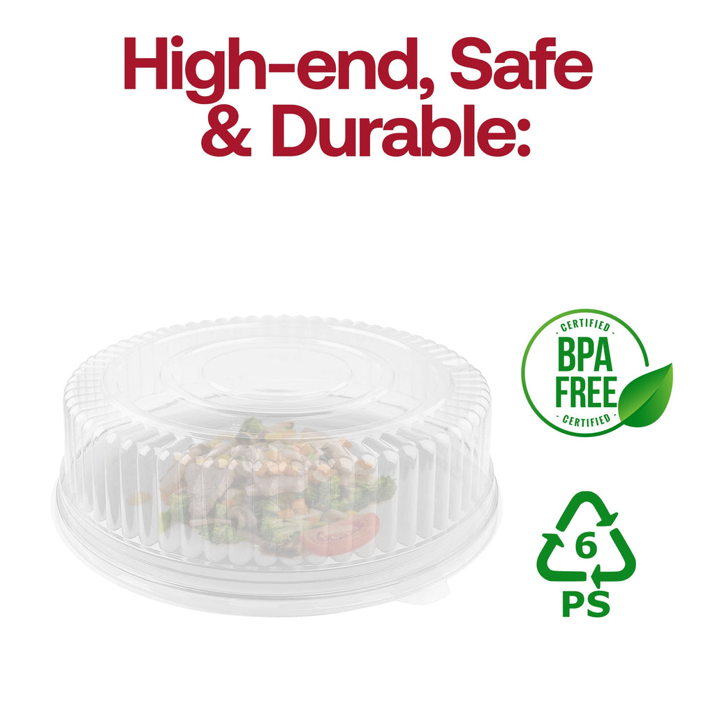 16" Clear Round Plastic Trays with Lids