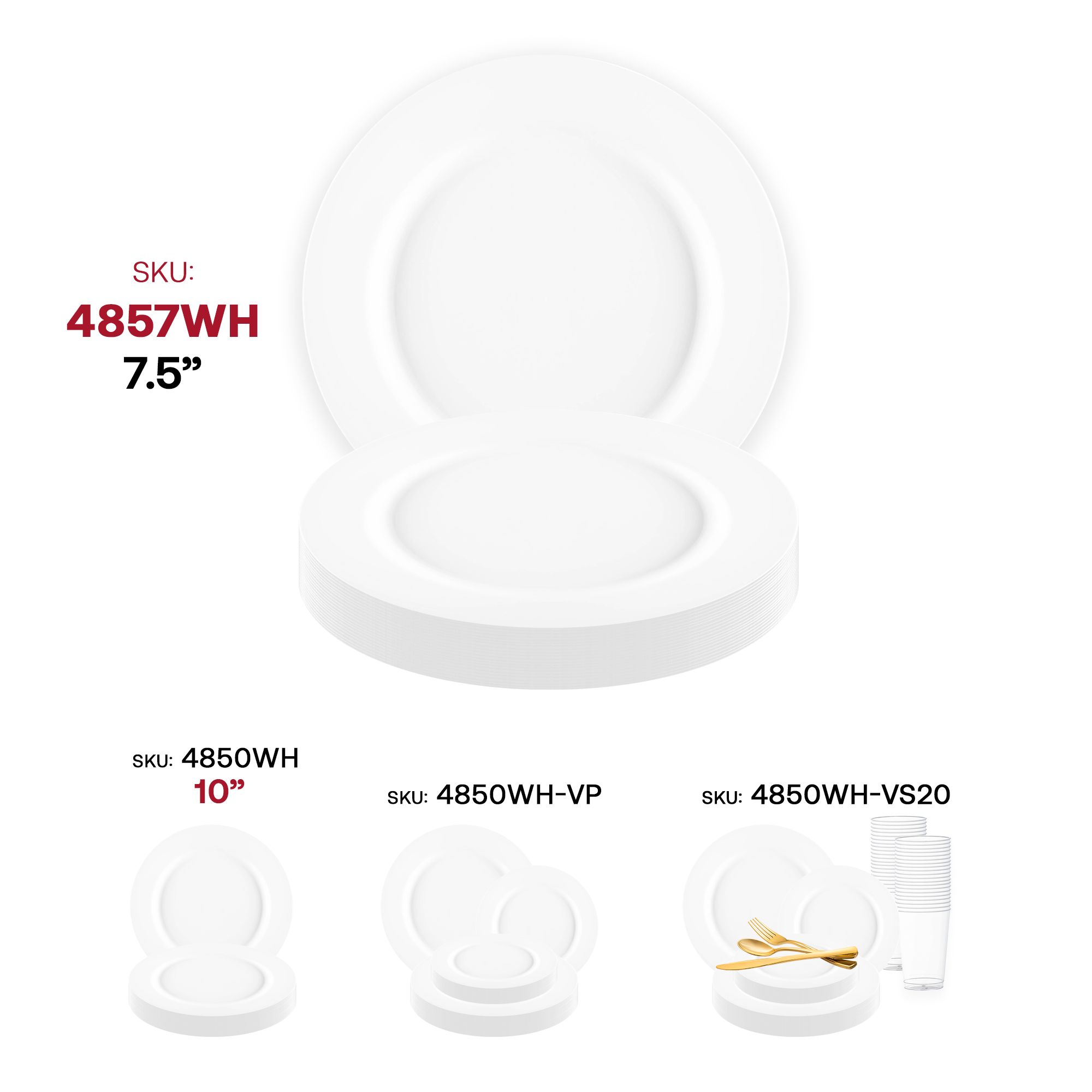 Matte Milk White Round Disposable Plastic Appetizer/Salad Plates (7.5")