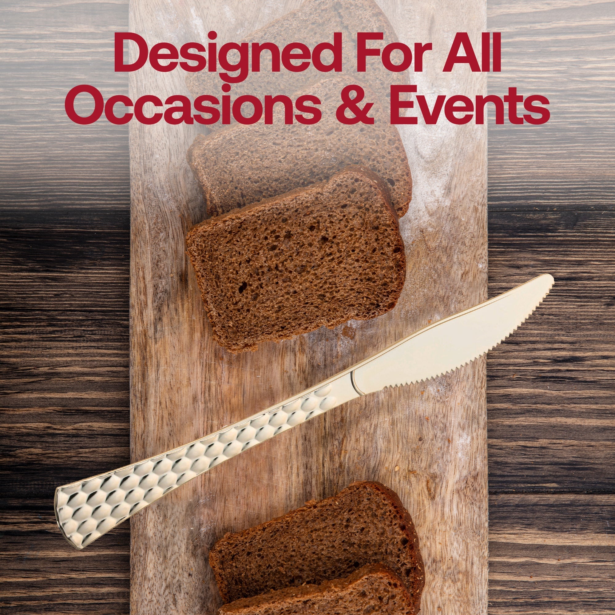 Shiny Gold Glamour Cutlery Disposable Plastic Knives