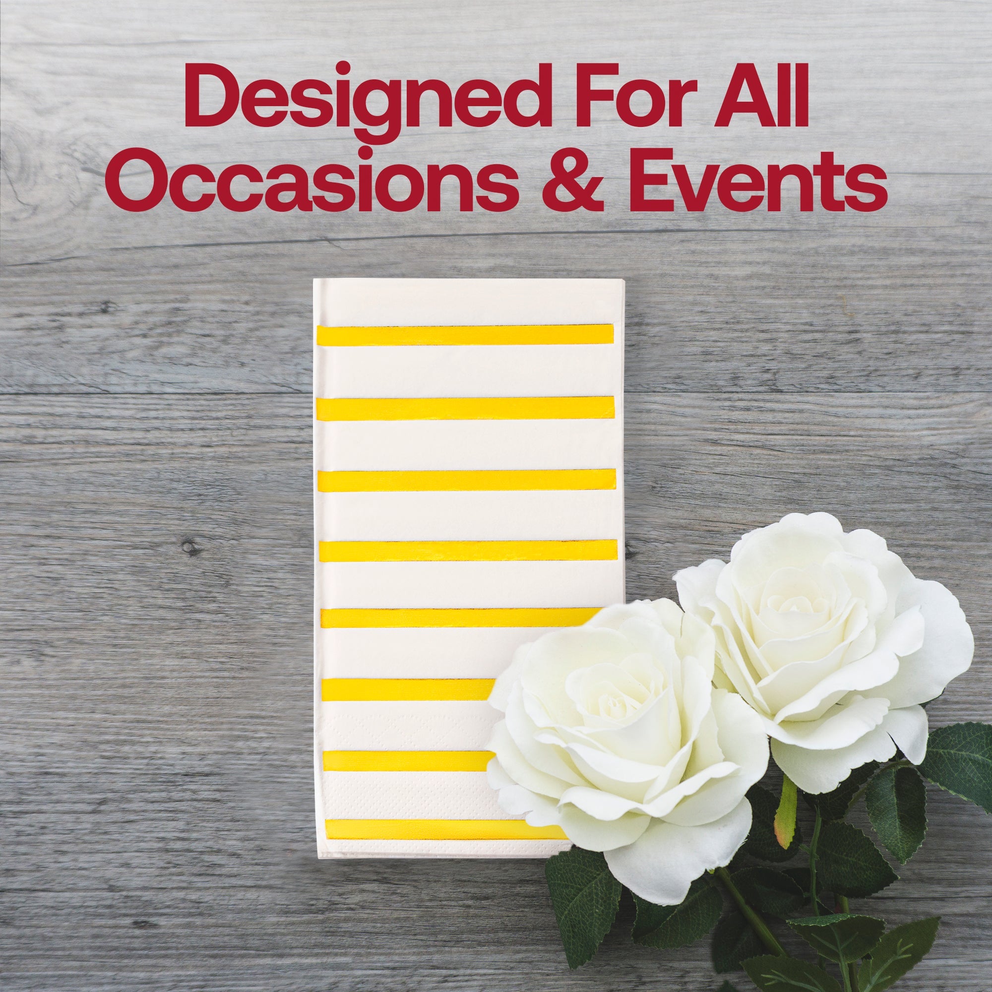 White with Gold Stripes Paper Dinner Napkins