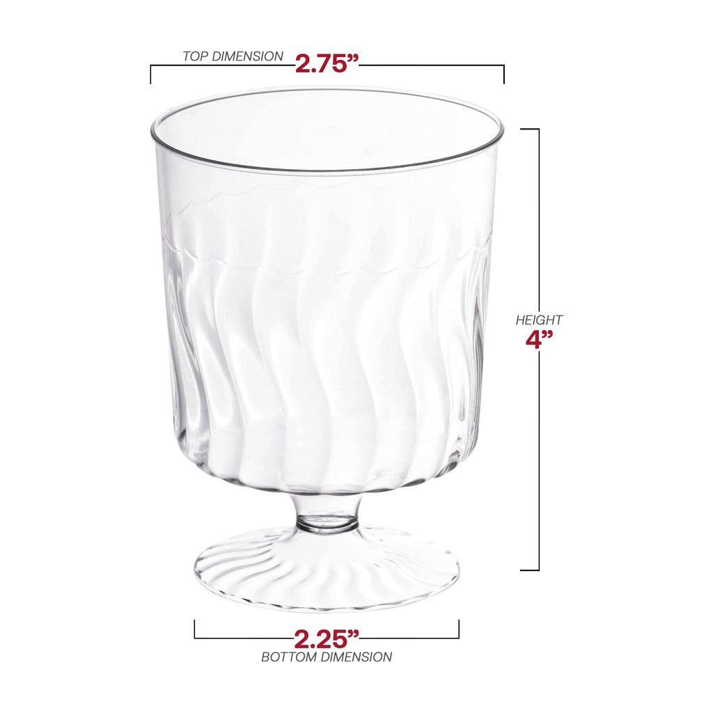 Clear Plastic Pedestal Wine Glasses (8 oz. )