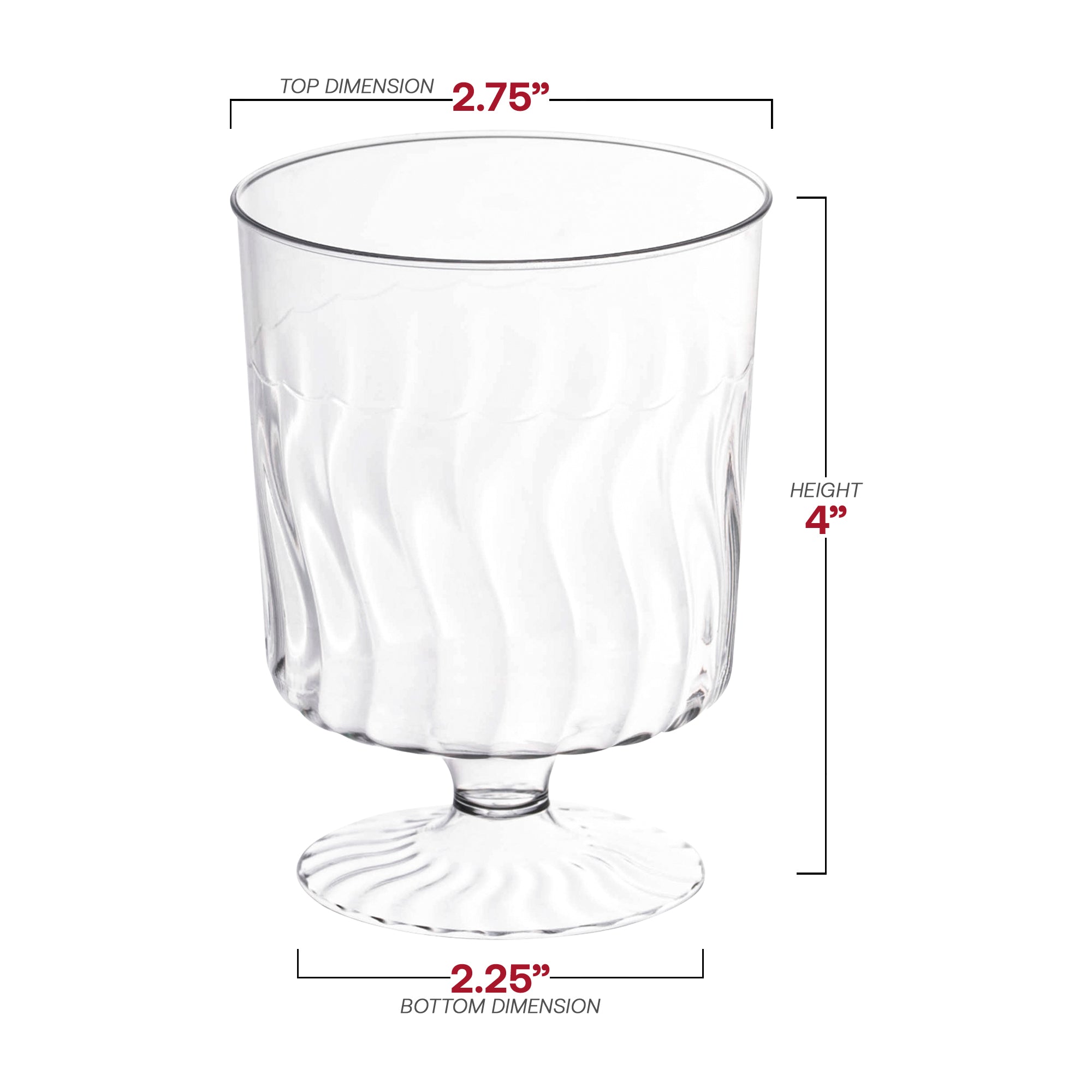 Clear Plastic Pedestal Wine Glasses (8 oz. )