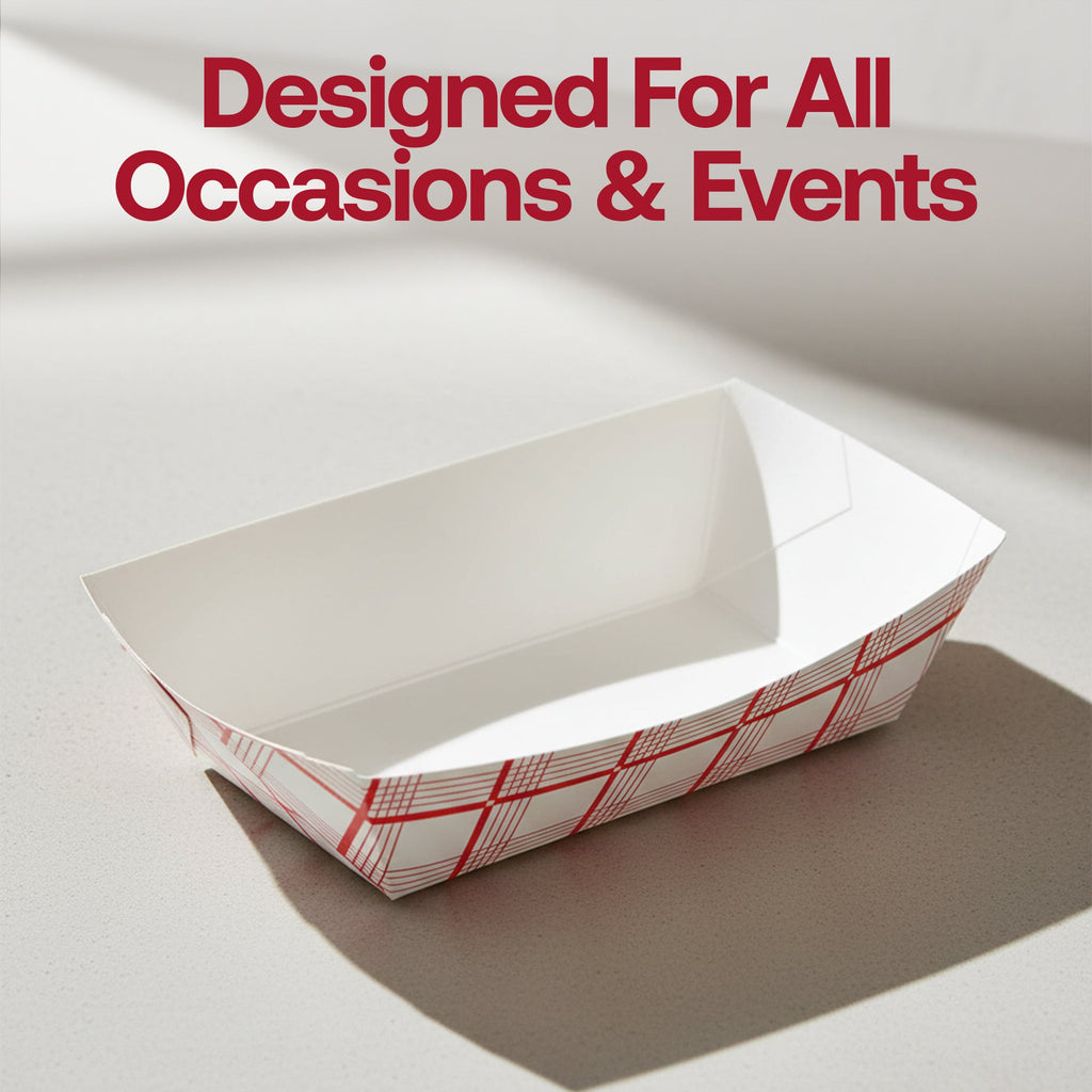 6 oz Red Plaid Paper Food Trays