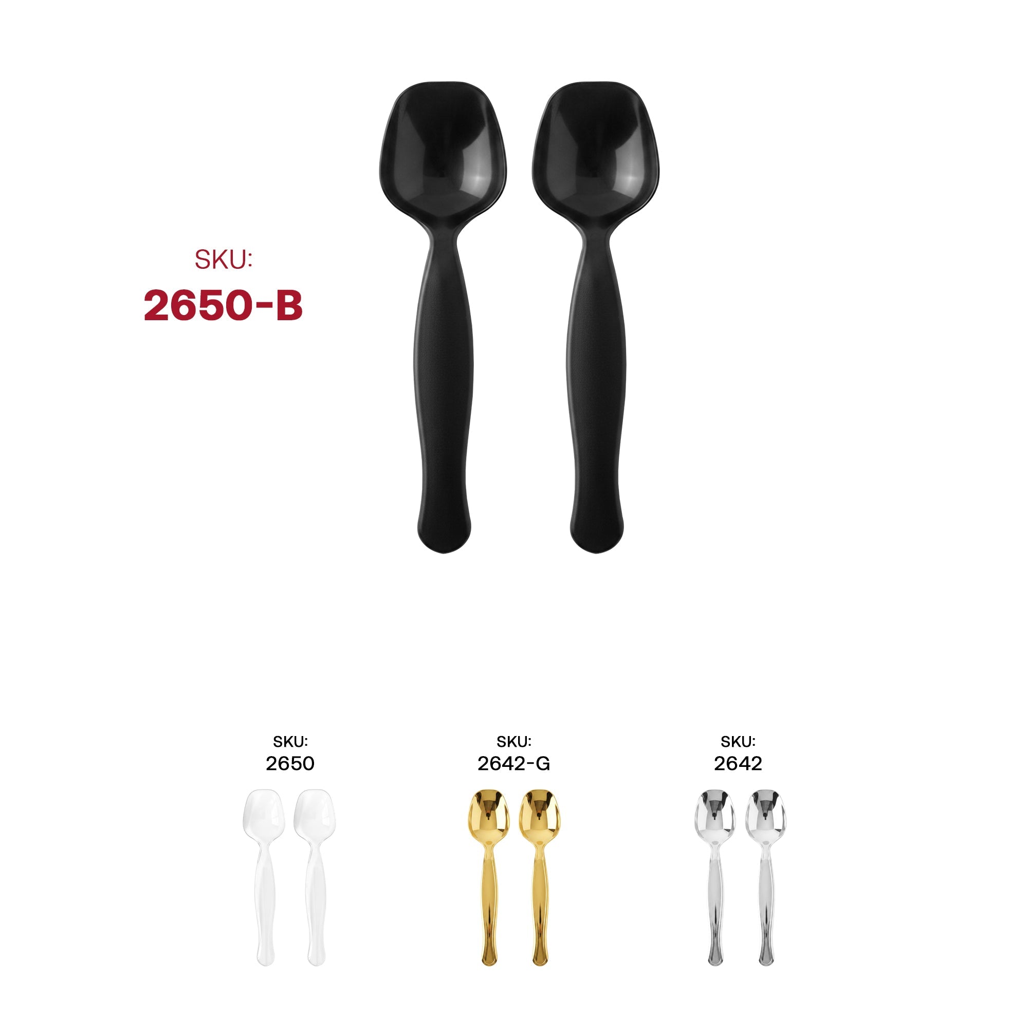 Black Disposable Plastic Serving Spoons