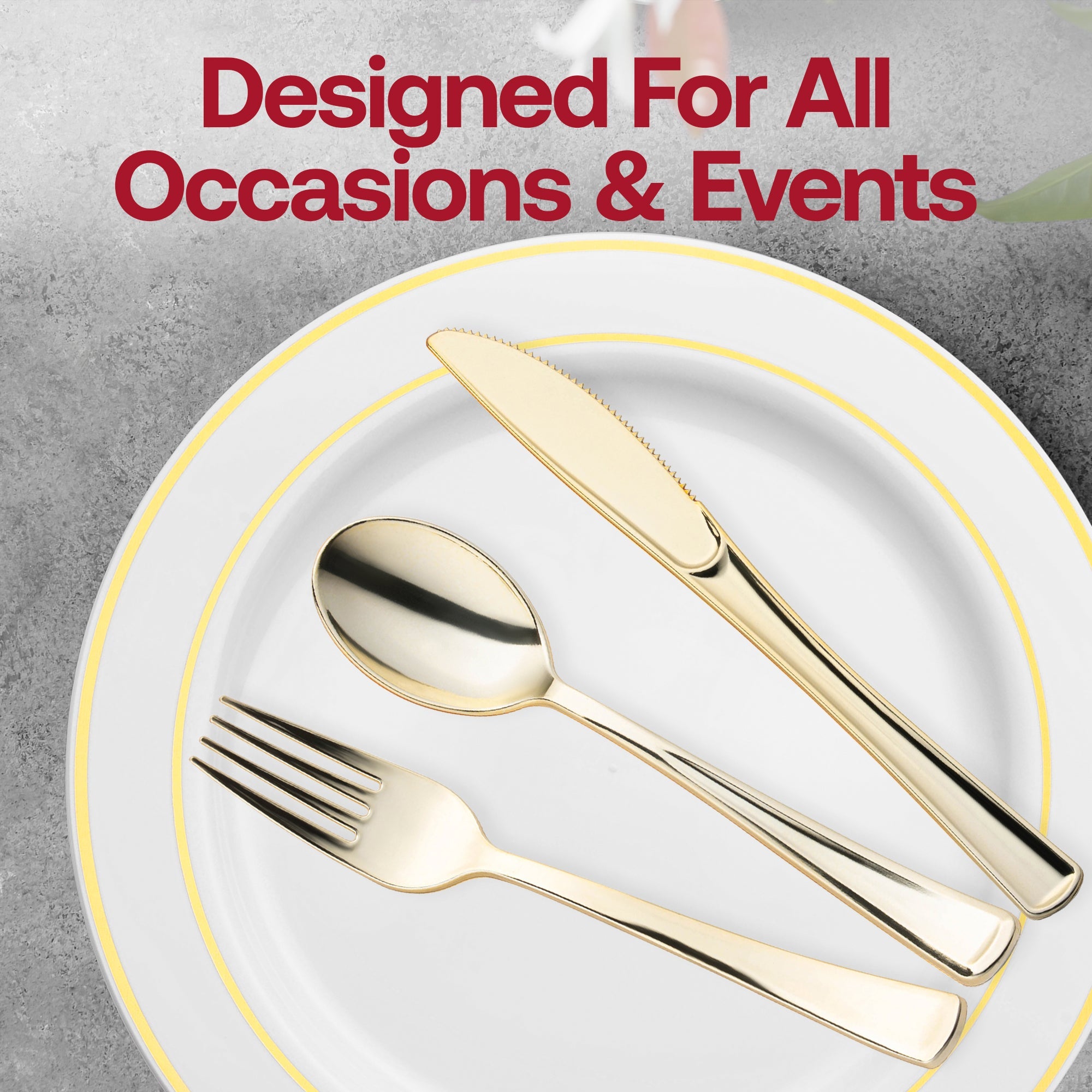 Gold Classic Cutlery Plastic Silverware Set