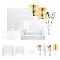 Clear Square Disposable Plastic Tableware Set