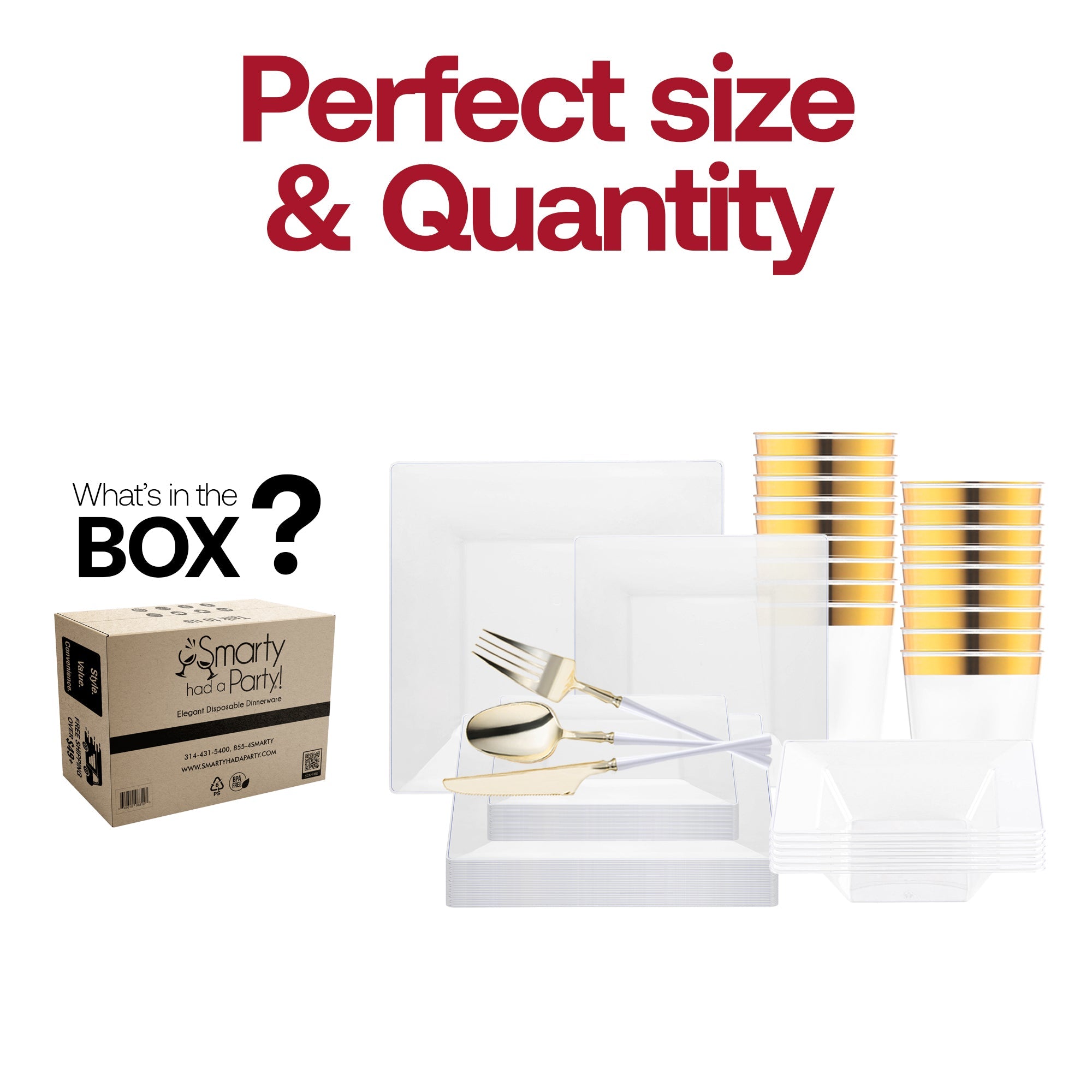 Clear Square Disposable Plastic Tableware Set