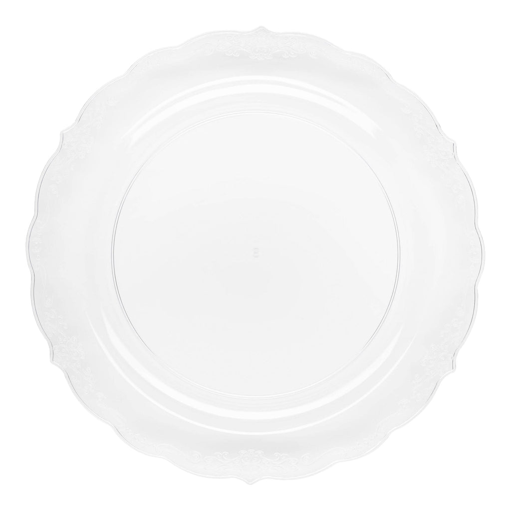 Clear Vintage Round Disposable Plastic Dinner Plates (10")