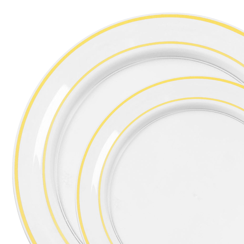 Clear with Gold Edge Rim Plastic Dinnerware Value Set
