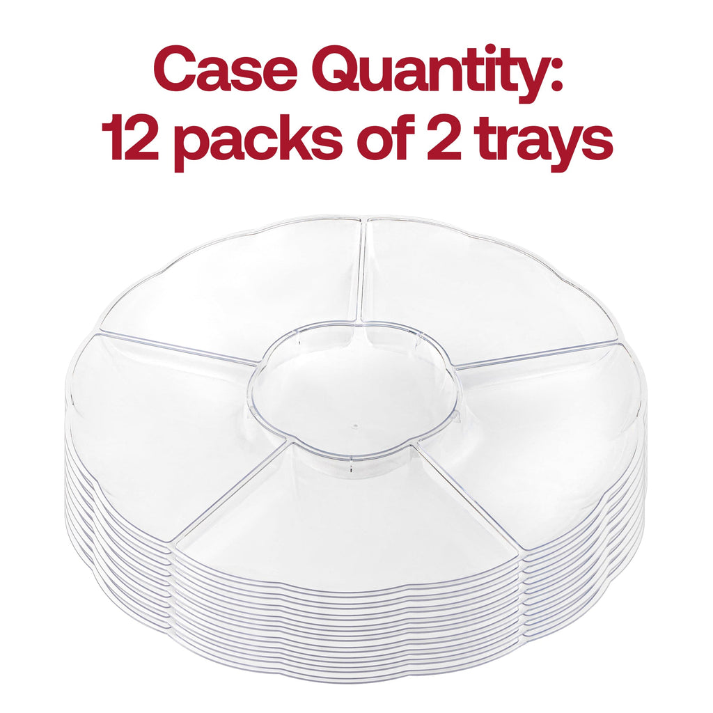 Clear Big 6-Partition Round Disposable Plastic Trays