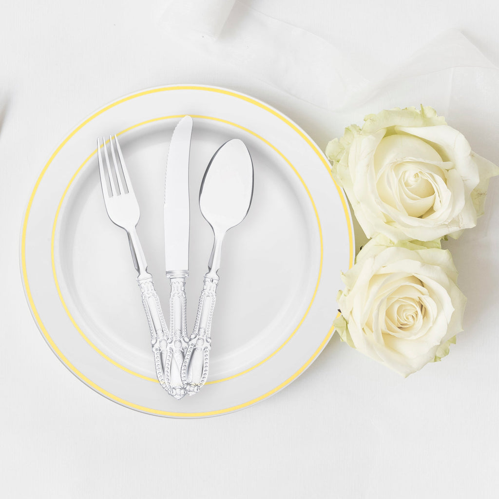 Clear Baroque Disposable Plastic Cutlery Set - 20 Spoons, 20 Forks and 20 Knives
