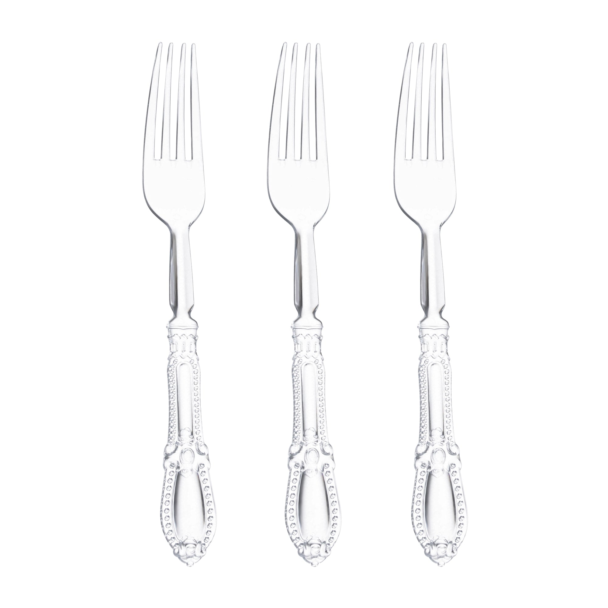 Clear Baroque Disposable Plastic Dinner Forks
