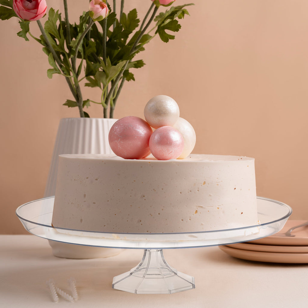 11.6" Clear Medium Round Plastic Cake Stands