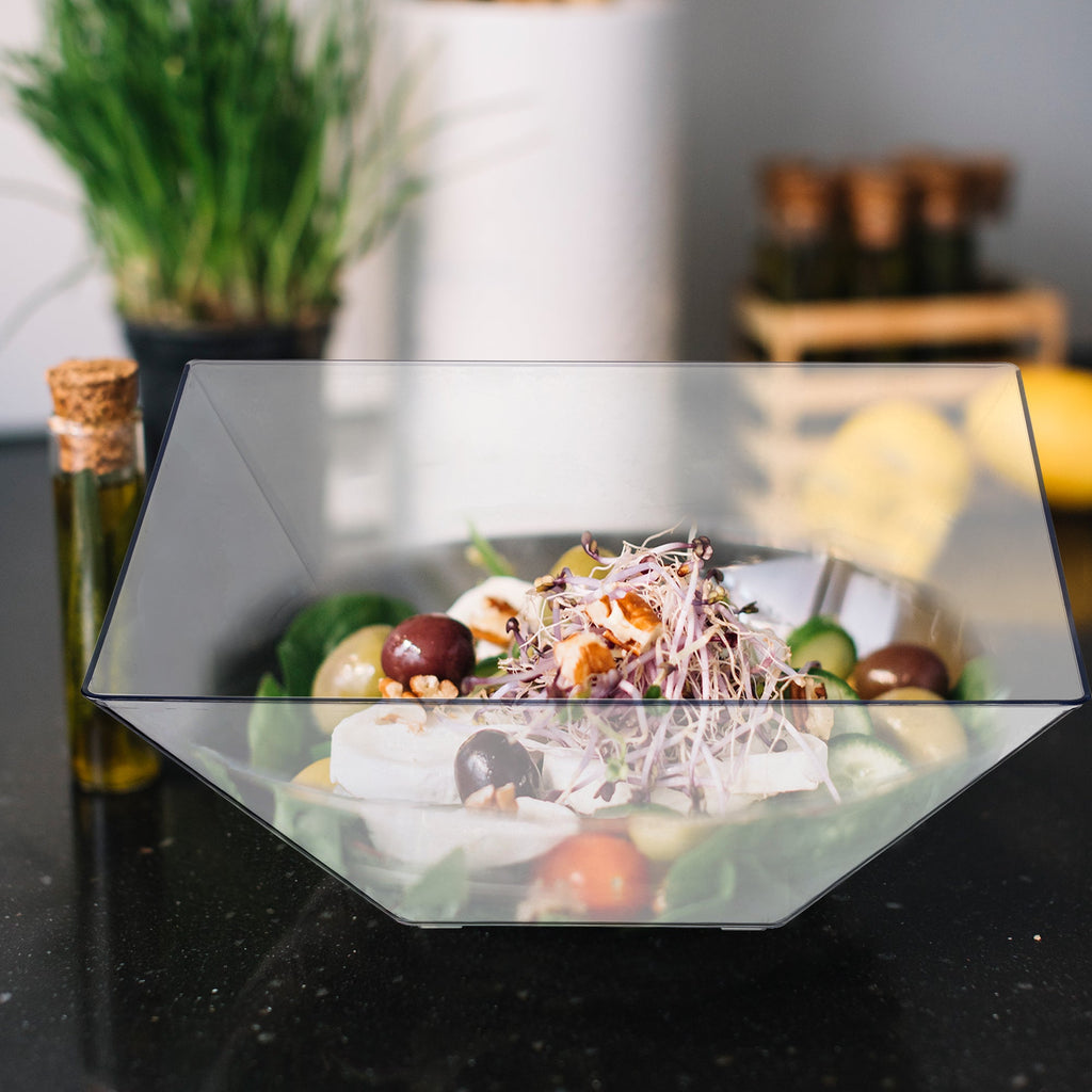 Clear Square Plastic Serving Bowls (4 qt.)