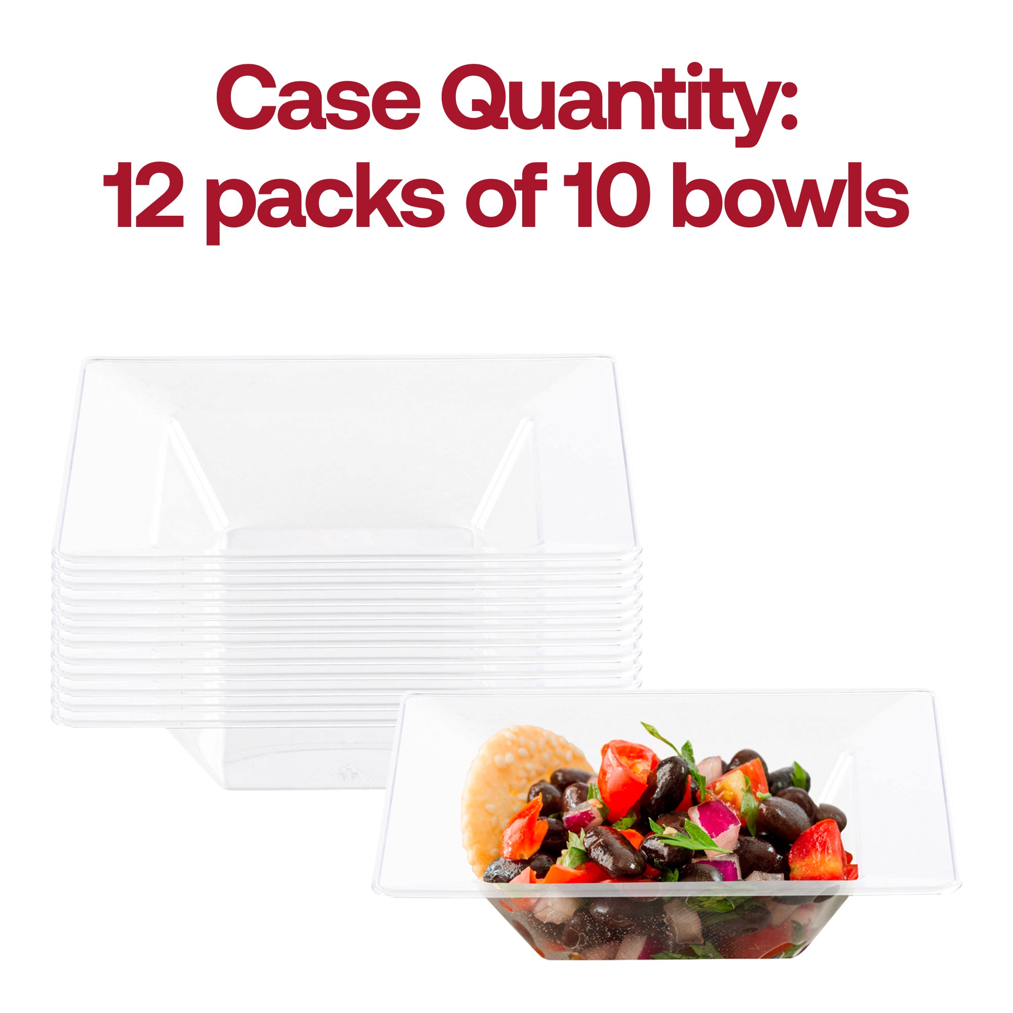 Clear Square Plastic Soup Bowls (12 oz.)