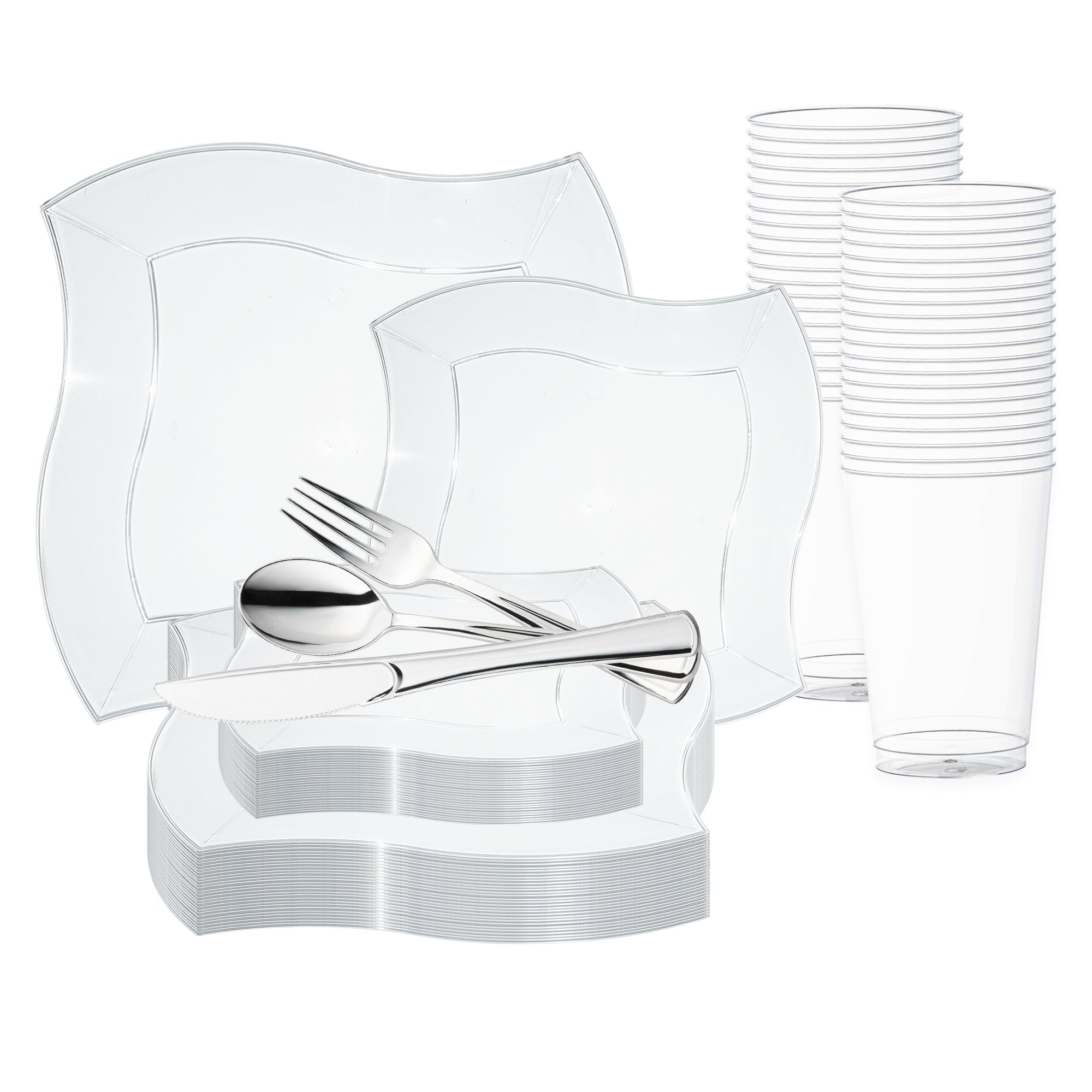 Clear Wave Plastic Wedding Value Set