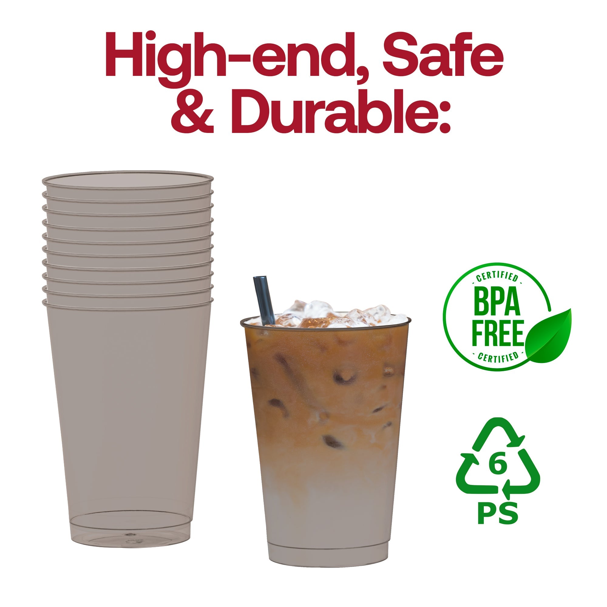 Clear Black Disposable Plastic Party Cups (12 oz. )