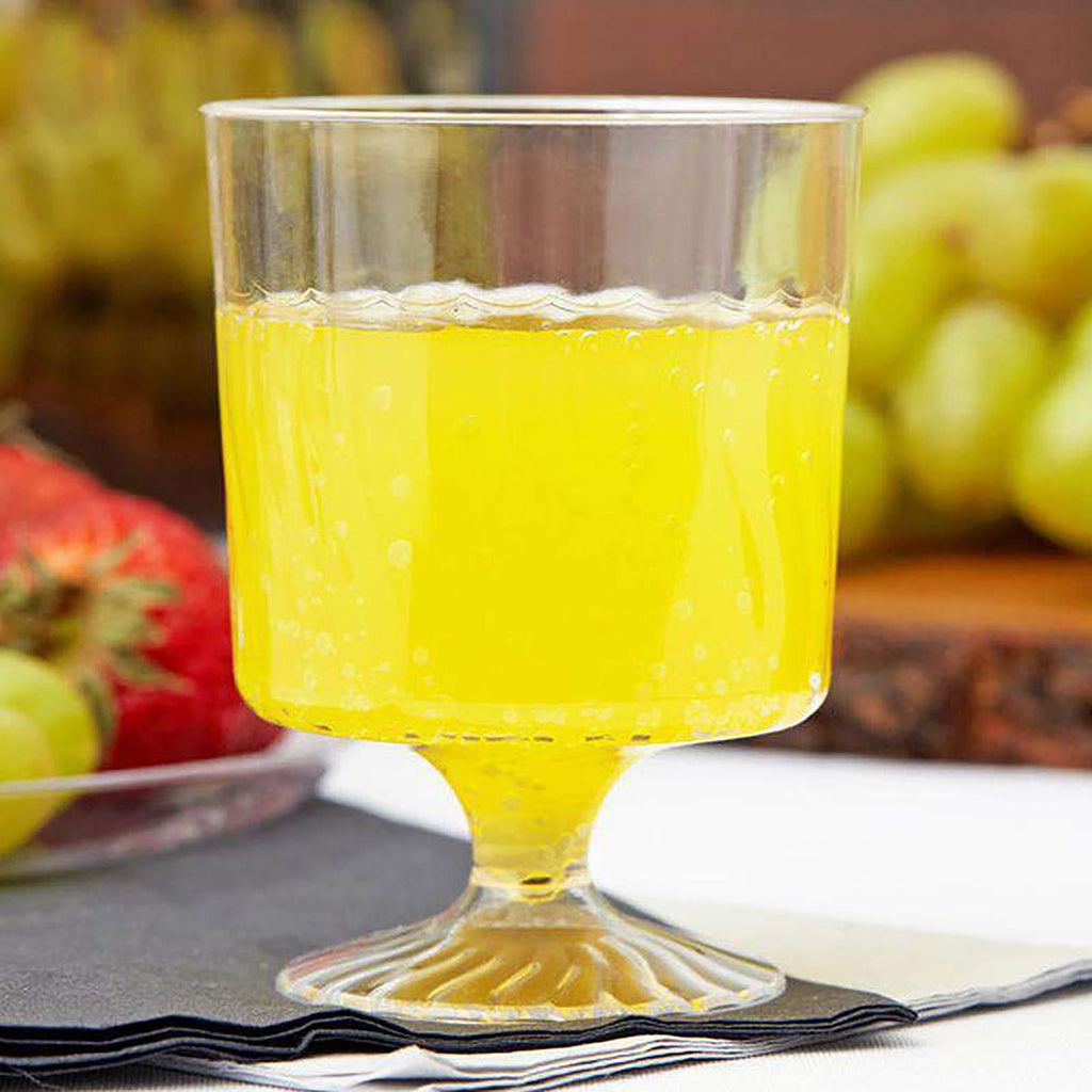 Clear Plastic Pedestal Wine Glasses (8 oz. )