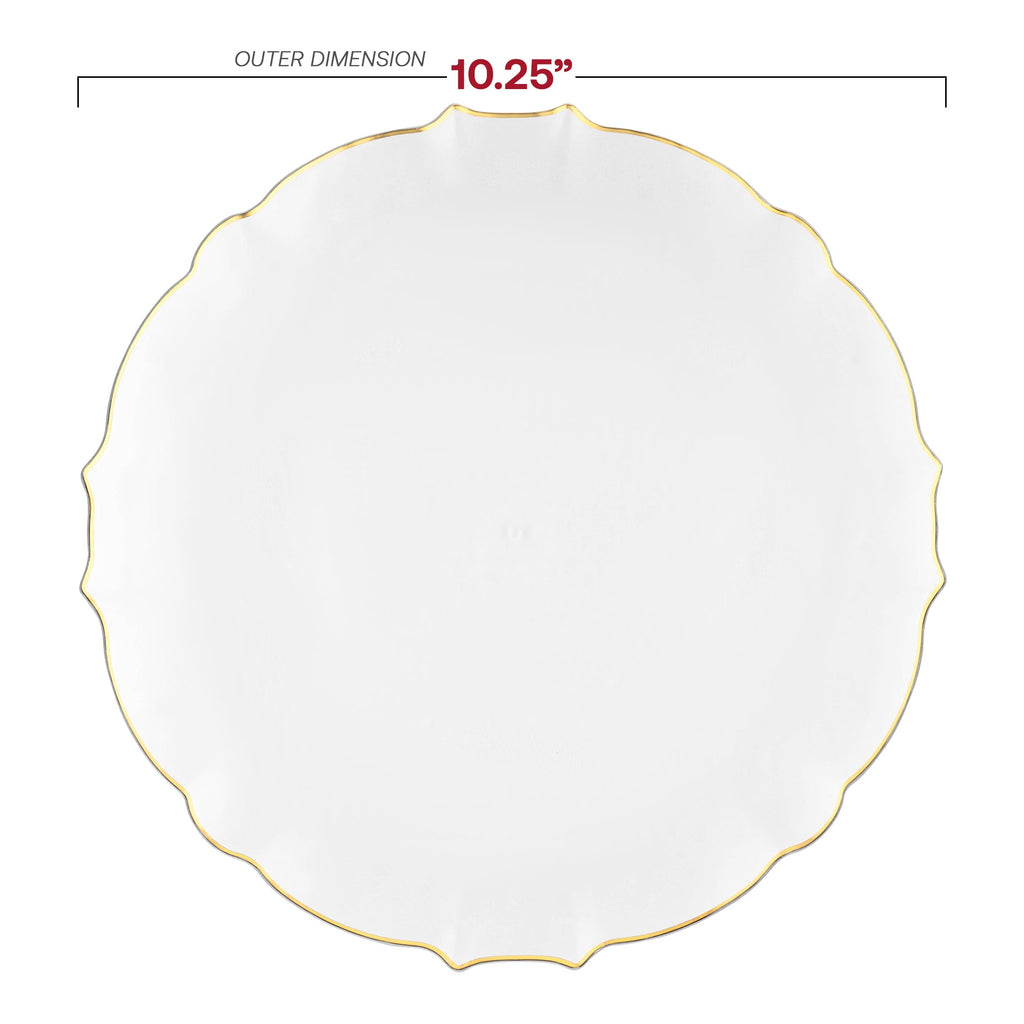 Clear with Gold Rim Round Lotus Plastic Dinner Plates (10.25")