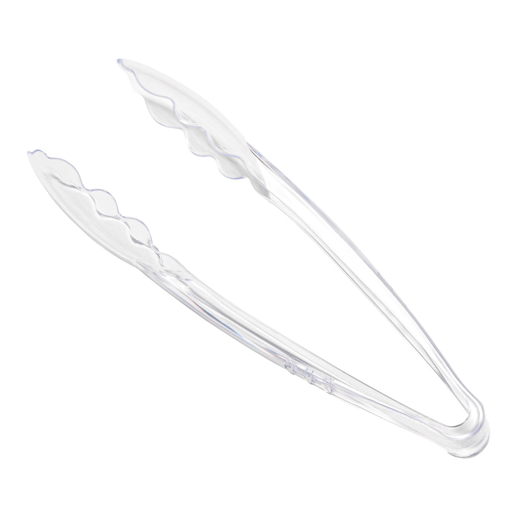 9" Clear Disposable Plastic Serving Tongs