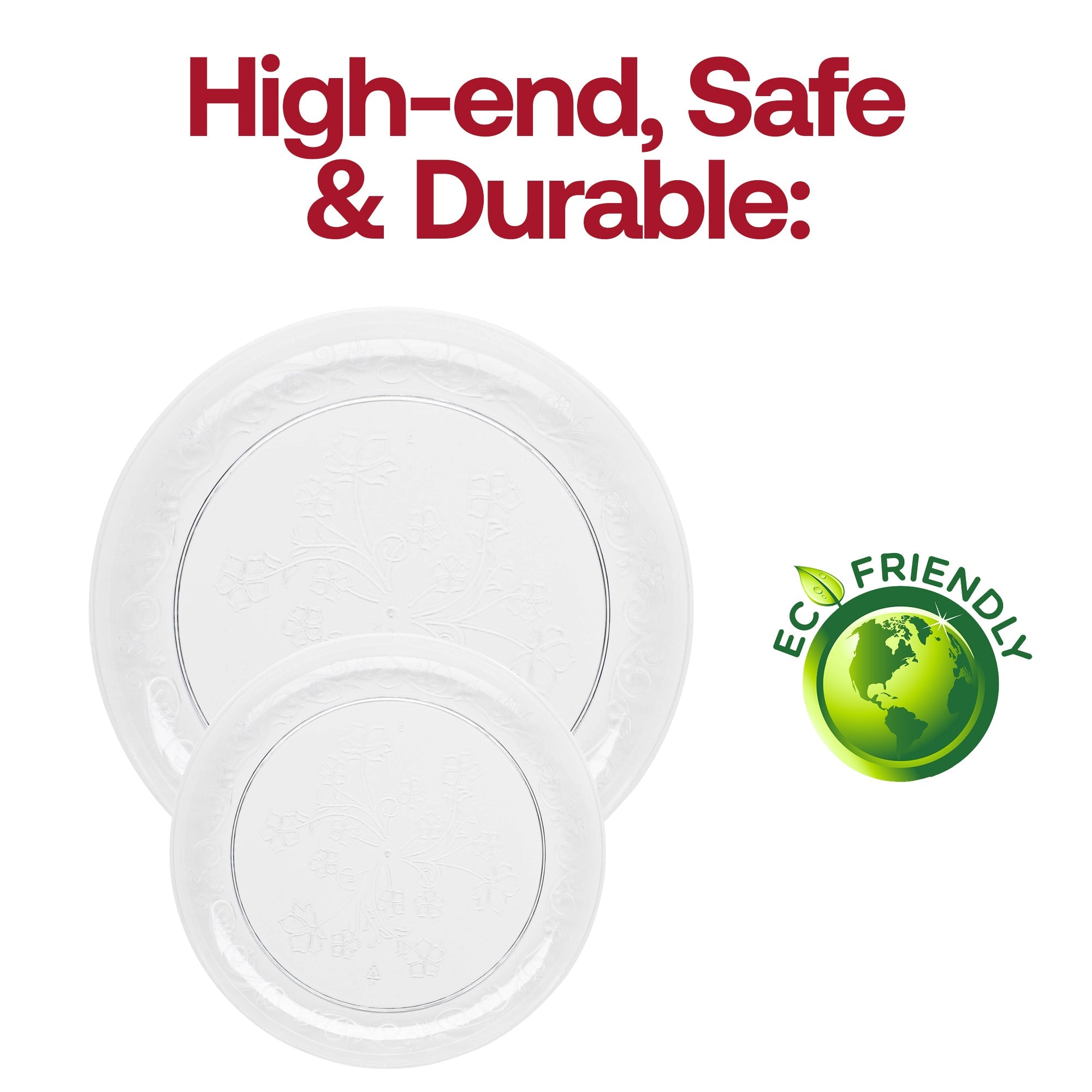 Clear Floral Round Disposable Plastic Appetizer/Salad Plates (7")