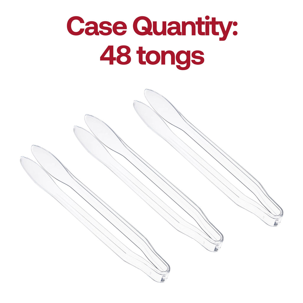12" Clear Disposable Plastic Serving Tongs