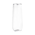 Clear with Silver Stemless Plastic Champagne Flutes (9 oz. )