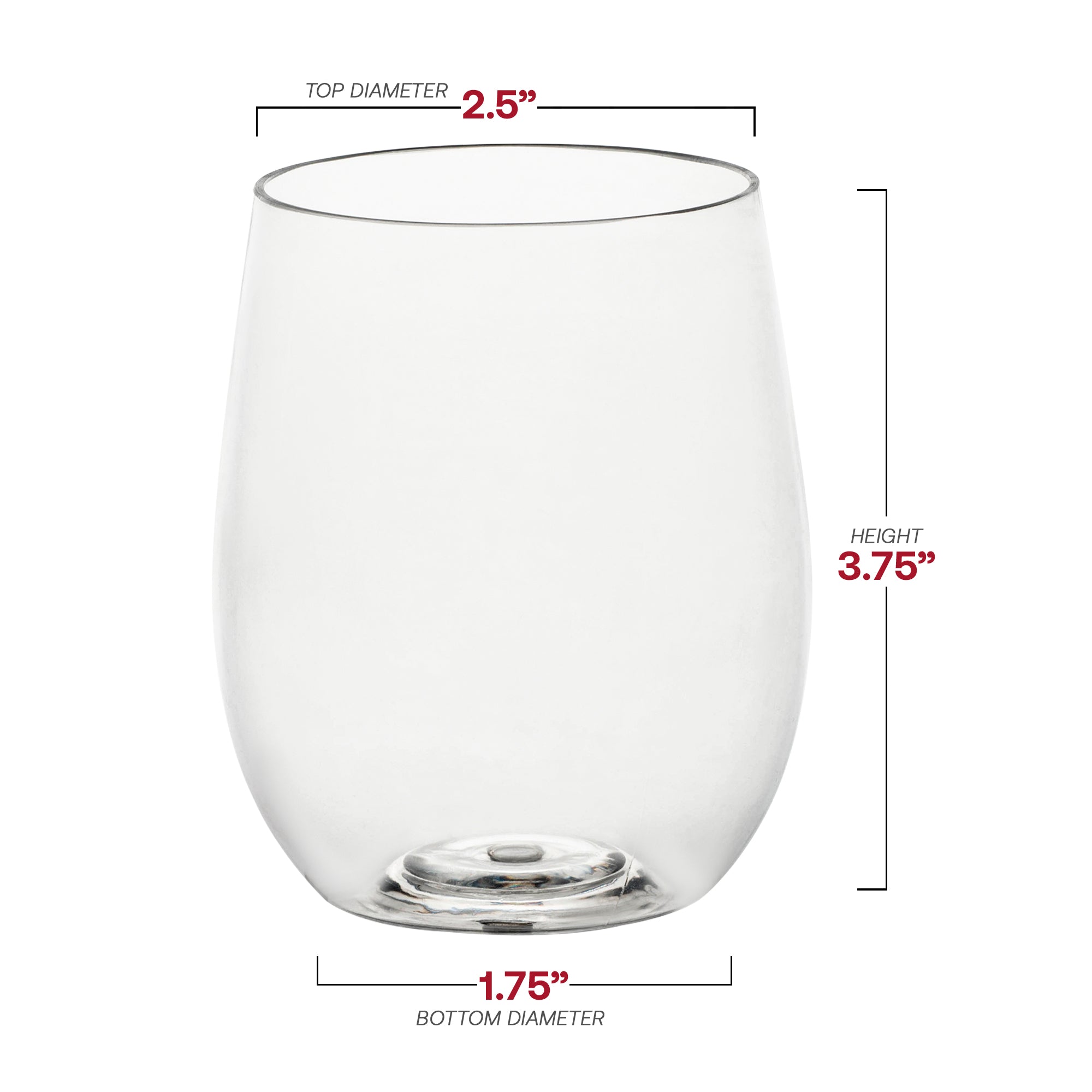 12oz. Clear Elegant Stemless Plastic Wine Glasses