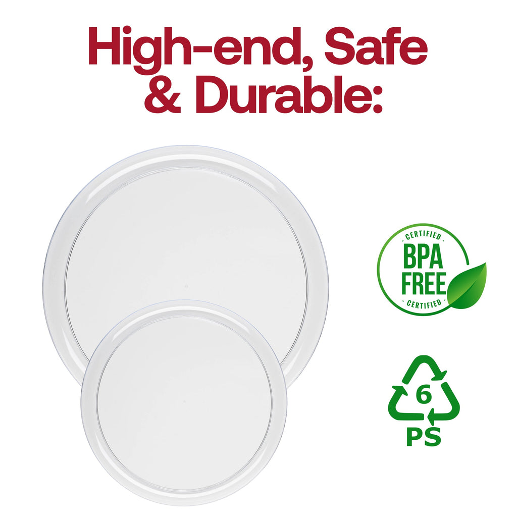 Clear Flat Round Disposable Plastic Dinner Plates (10")