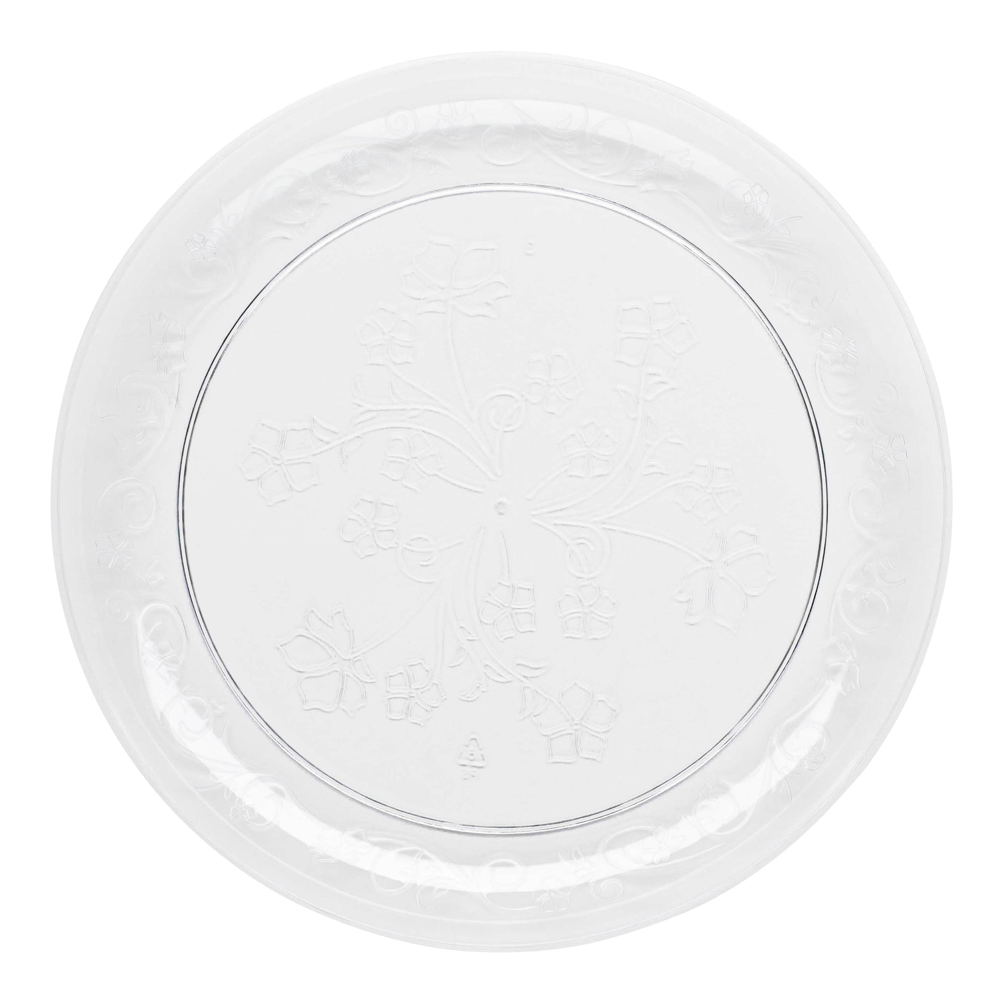 Clear Floral Round Disposable Plastic Appetizer/Salad Plates (7")
