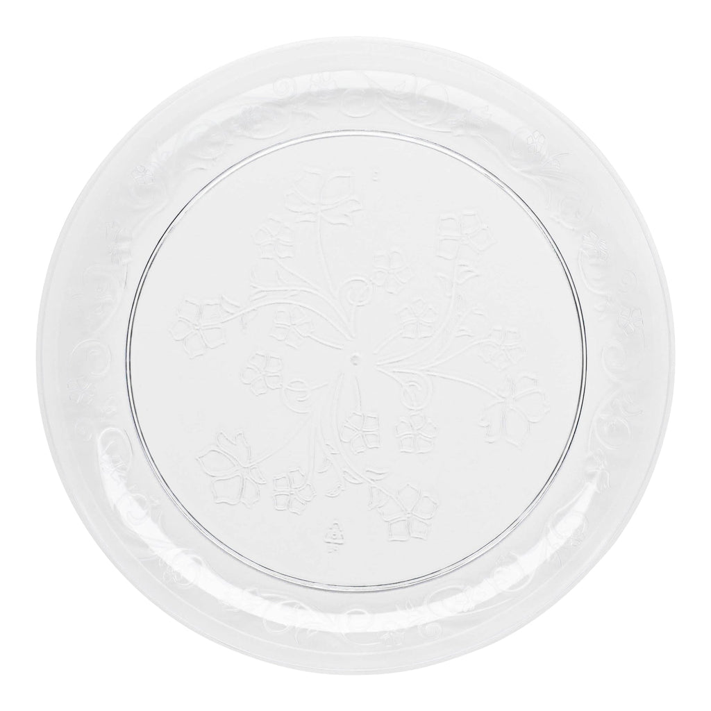 Clear Floral Round Disposable Plastic Buffet Plates (9")