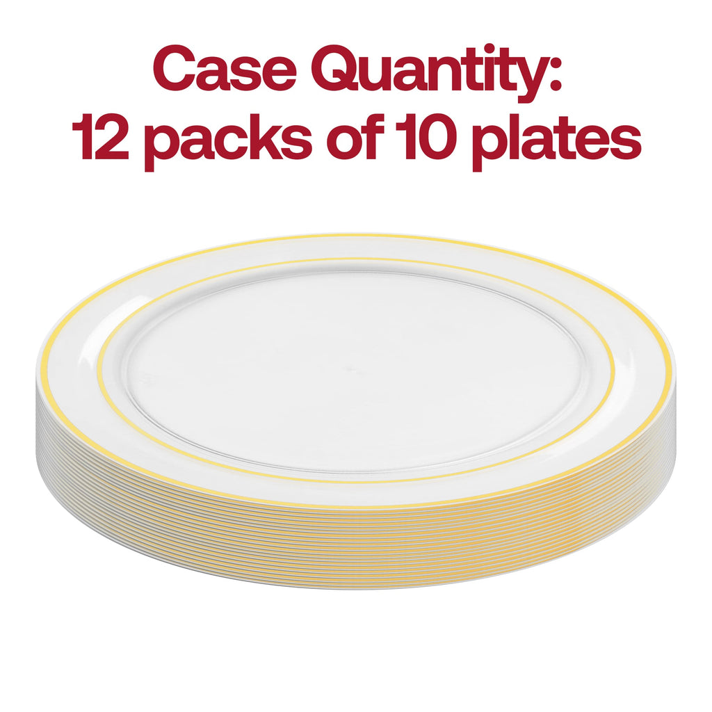 Clear with Gold Edge Rim Plastic Appetizer/Salad Plates (7.5")