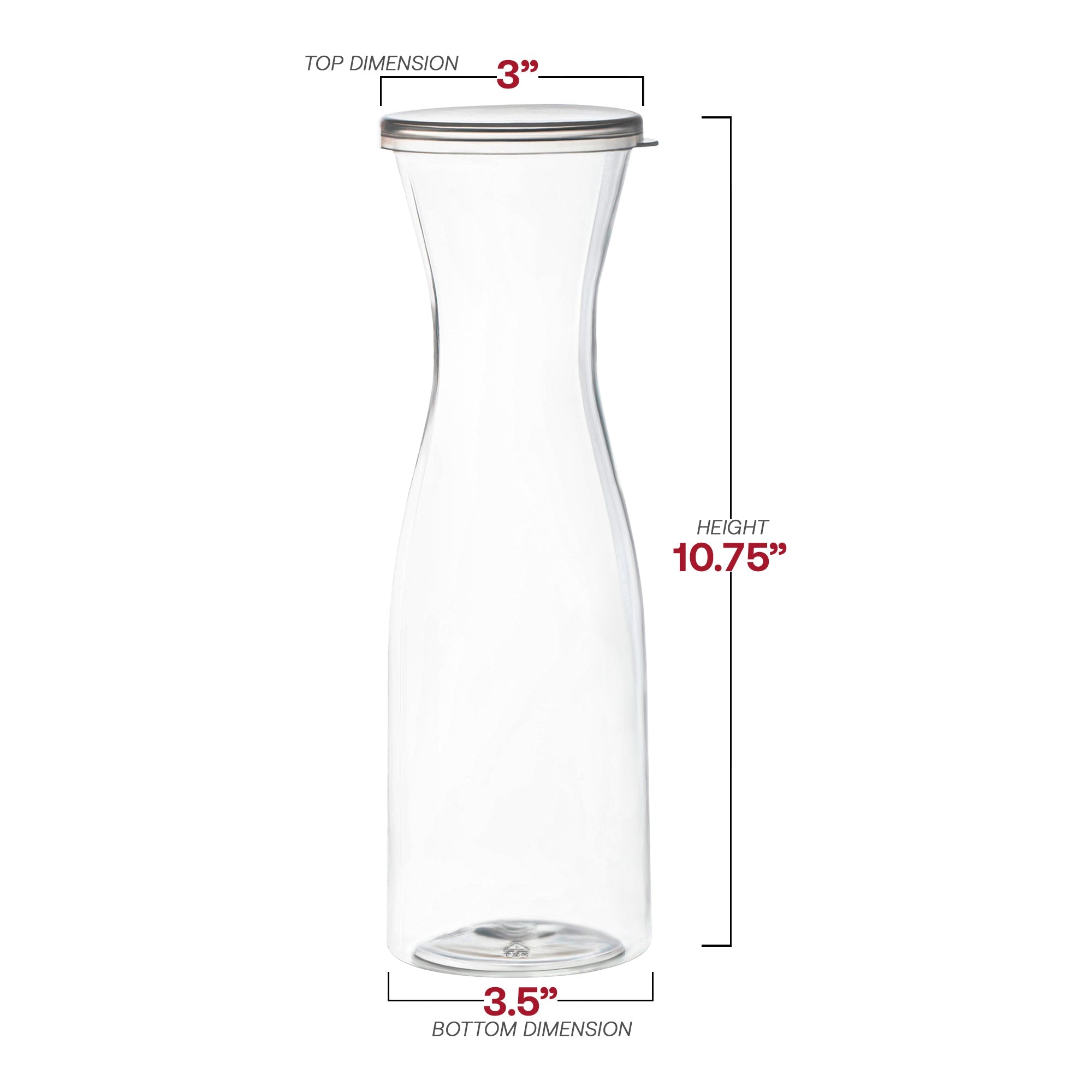 Clear Large Disposable Plastic Wine Carafes with Lids (35 oz. )