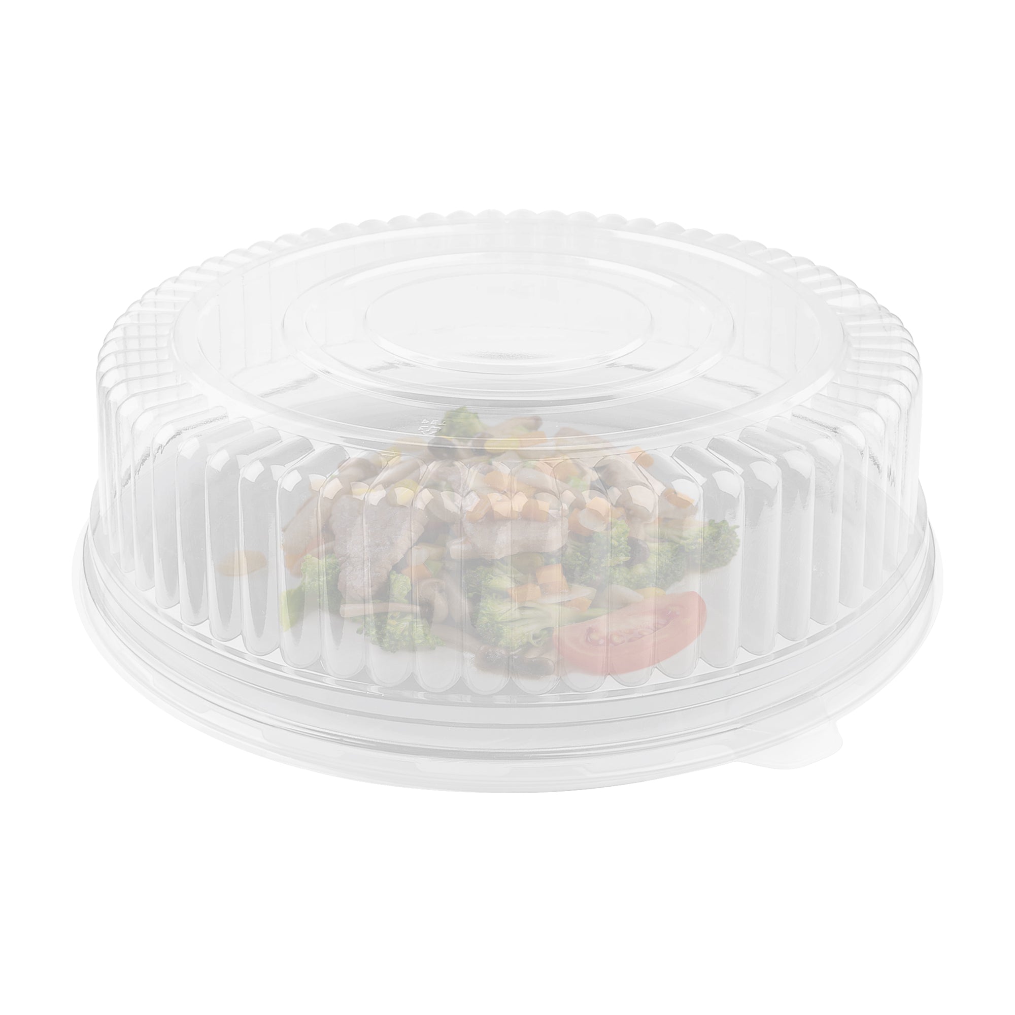 16" Clear Round Plastic Trays with Lids