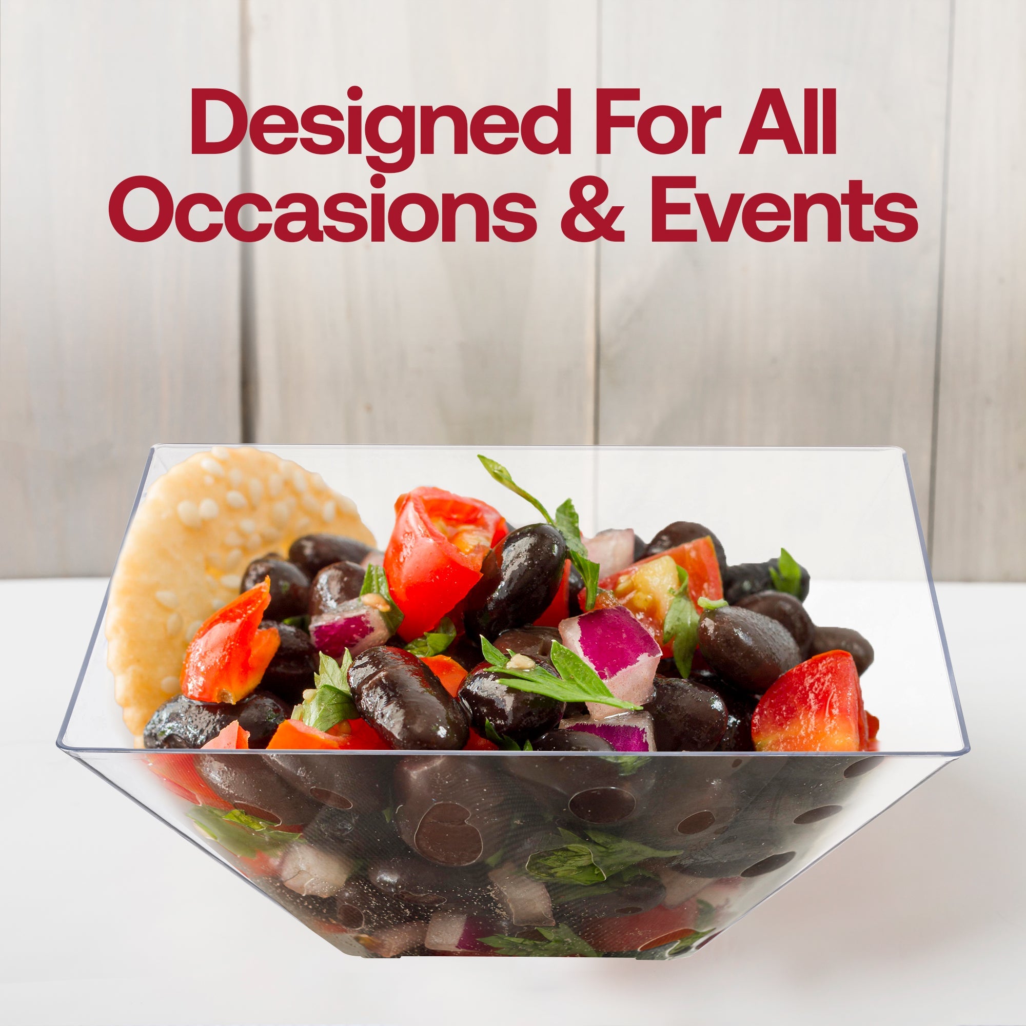 Clear Square Plastic Serving Bowls (3 qt.)