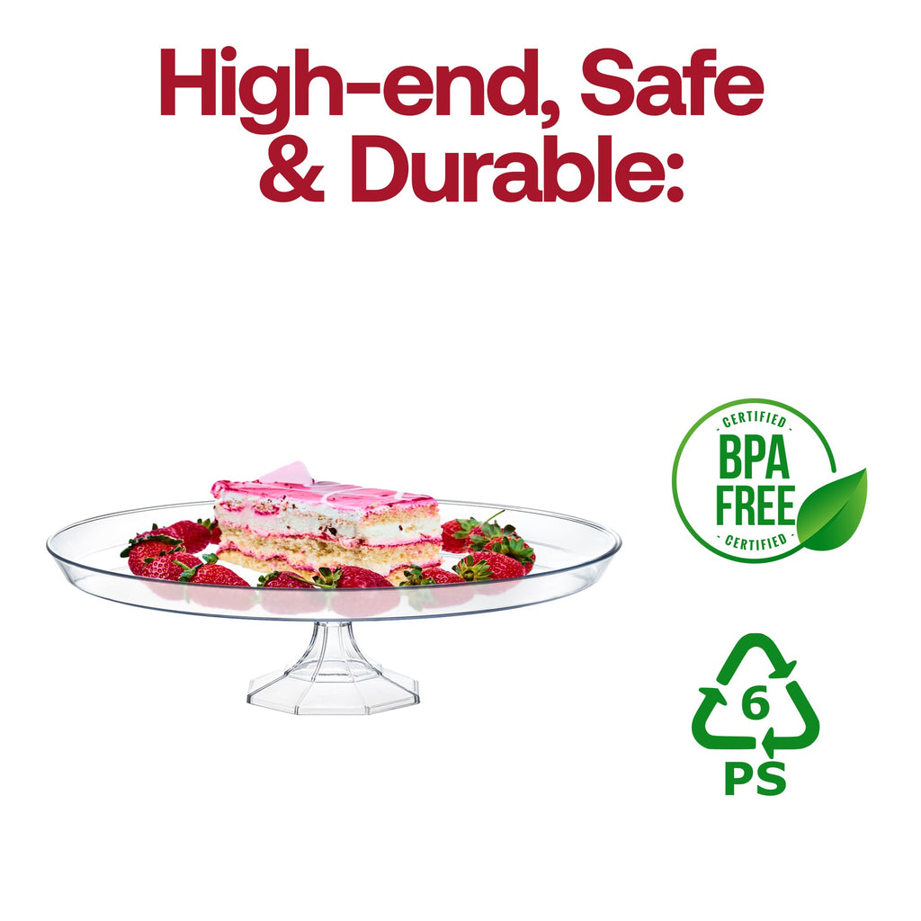 10.5" Clear Small Round Plastic Cake Stands