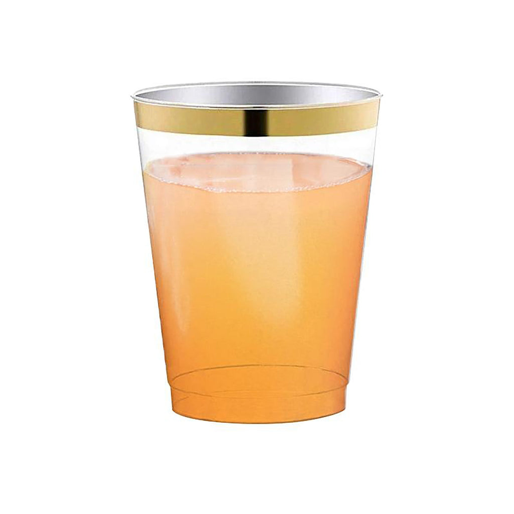 Clear with Metallic Gold Rim Round Tumblers (12 oz. )