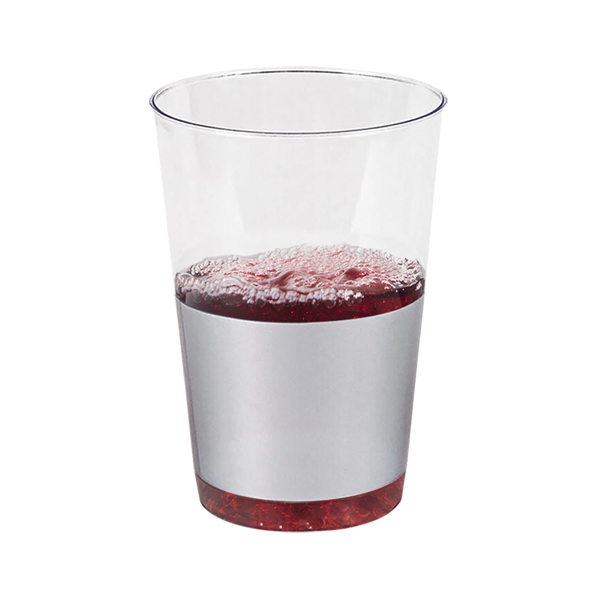 Clear with Metallic Silver Thick Bottom Round Disposable Plastic Tumblers (12 oz. )