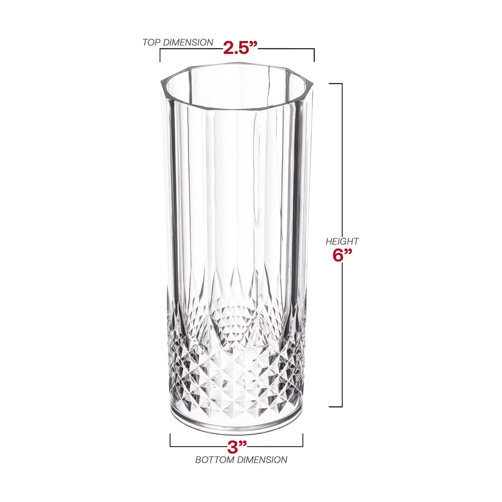 Clear Crystal Cut High Ball Plastic Glasses (14 oz. )