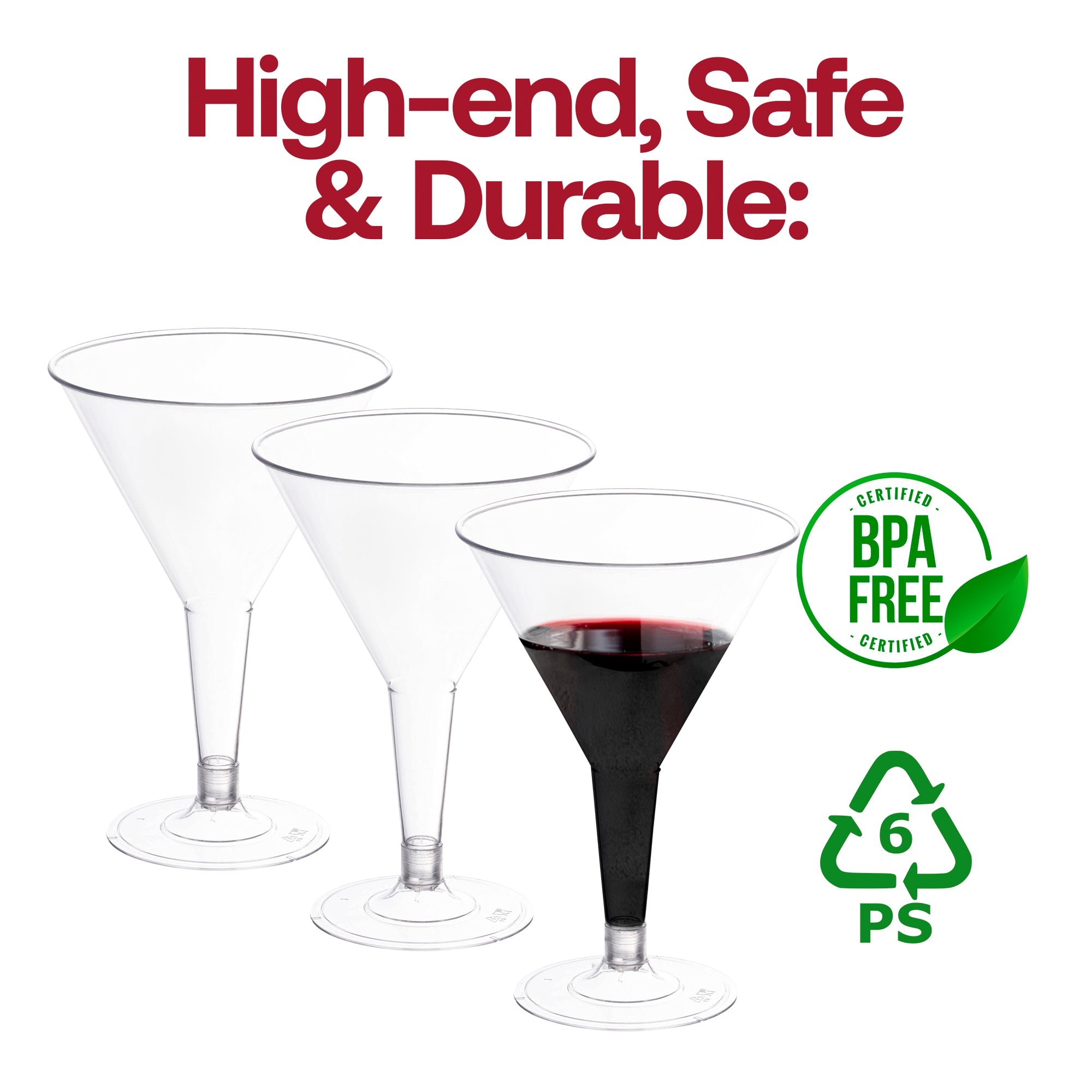 Clear Plastic Martini Glasses (6 oz. )