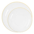 Clear with Gold Rim Organic Round Plastic Dinnerware Value Set